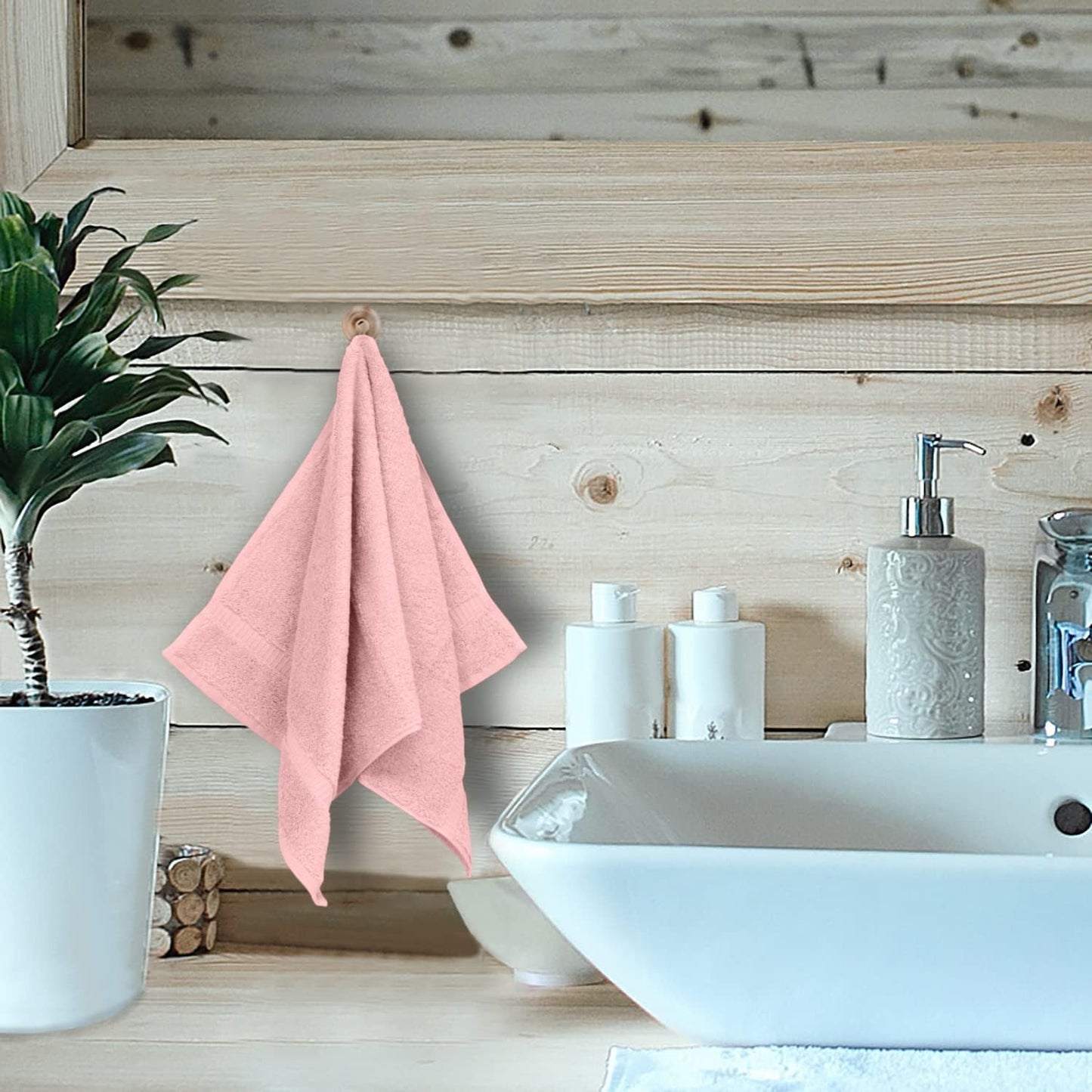 Monogrammed Hand Towel, Personalized Initial Gift, Extra Absorbent 100% Turkish Cotton - Soft Terry Finish - Set of 2 - Black Block Initial U - Embroidered on Pink Towels