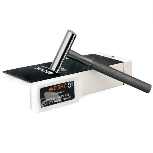 DEDGE Double Edge Eco Safety Razo Single Blade Razor for Women, Reusable Razor, with 5 Premium Razor Blades(Space Gray)