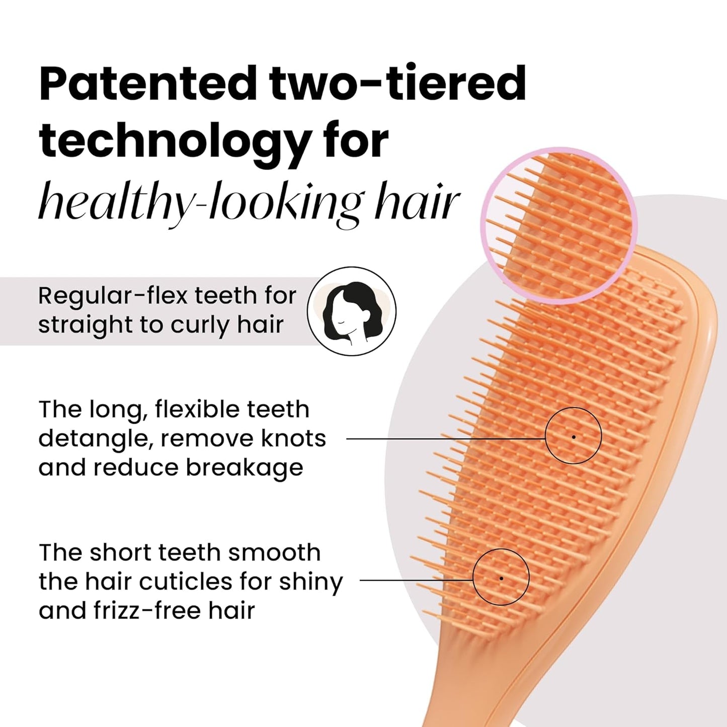 Tangle Teezer Plant-Based Ultimate Detangler Brush, Dry & Wet Hair Brush, Eliminates Knots & Reduces Breakage for All Hair Types, Orange