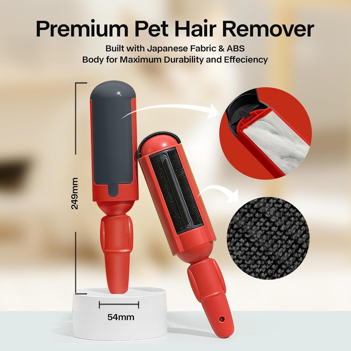 PAKEWAY 2 Pack Pet Hair Removal Tool, Reusable Dog & Cat Fur Remover with Comfy Non-Slip Handle, Portable Lint Roller with Self-Cleaning Base for Couch, Car Seat, Carpet, Bedding