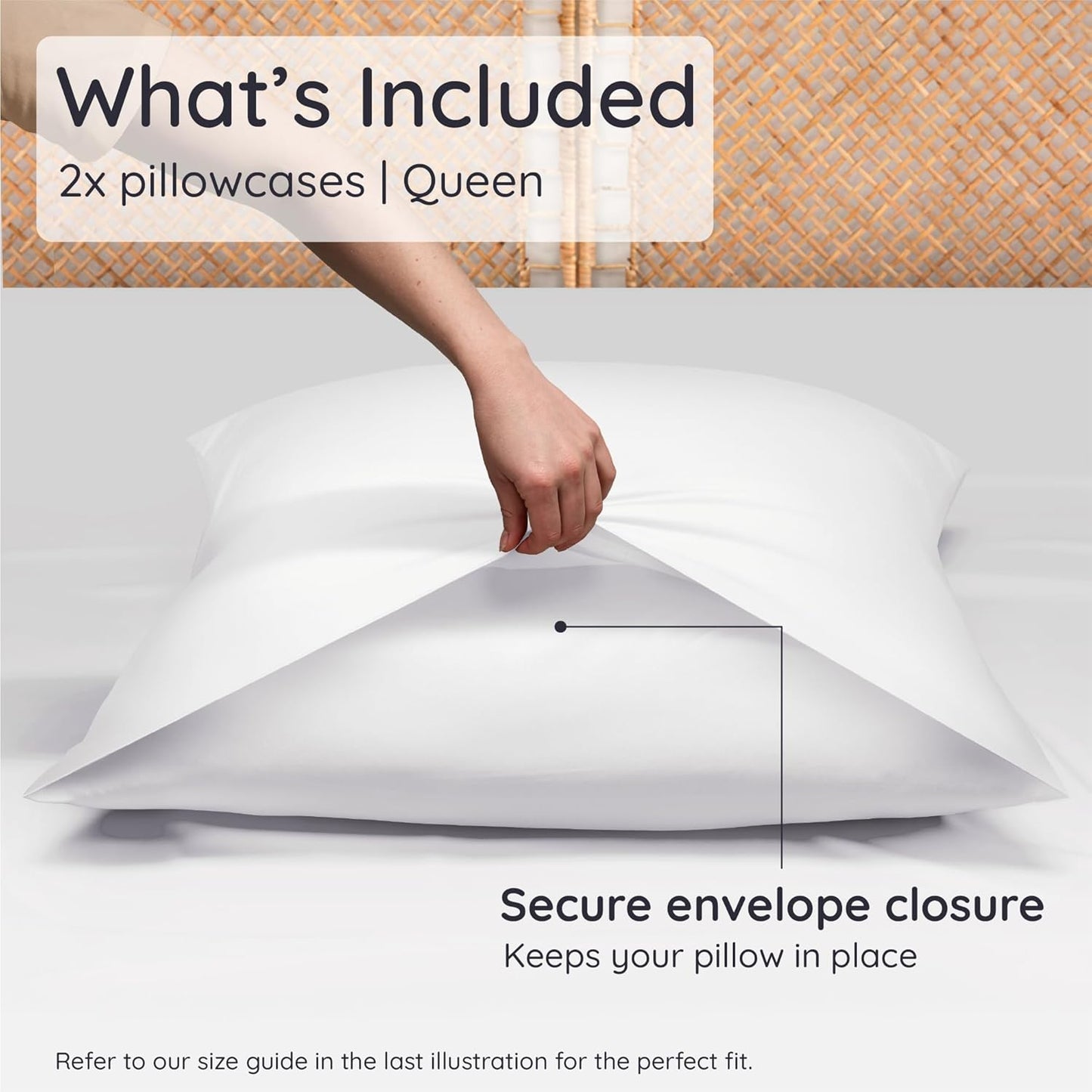 Bambaw 100% Viscose Derived from Bamboo Pillowcase Queen Size – Set of 2 Queen Cooling Pillow Cases with Envelope Closure, Breathable & Super Soft Pillow Cases, Anti Acne Pillow Case (White)