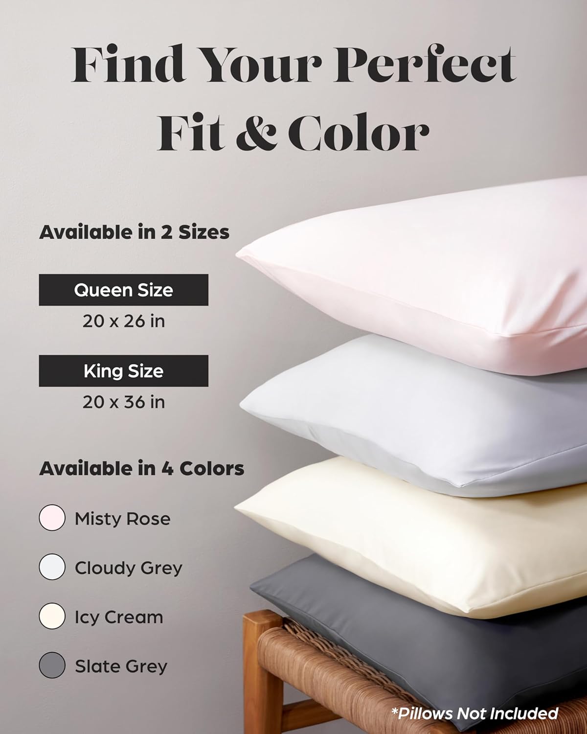 Lavish Comforts® Cooling Pillowcase Set – Cold Touch SleepCool™ Fabric with Silver-Infused Ions, Ultra-Smooth, Breathable, Hypoallergenic, Skin-Friendly, Hair-Safe – King White Pillow Cases (Set of 2)