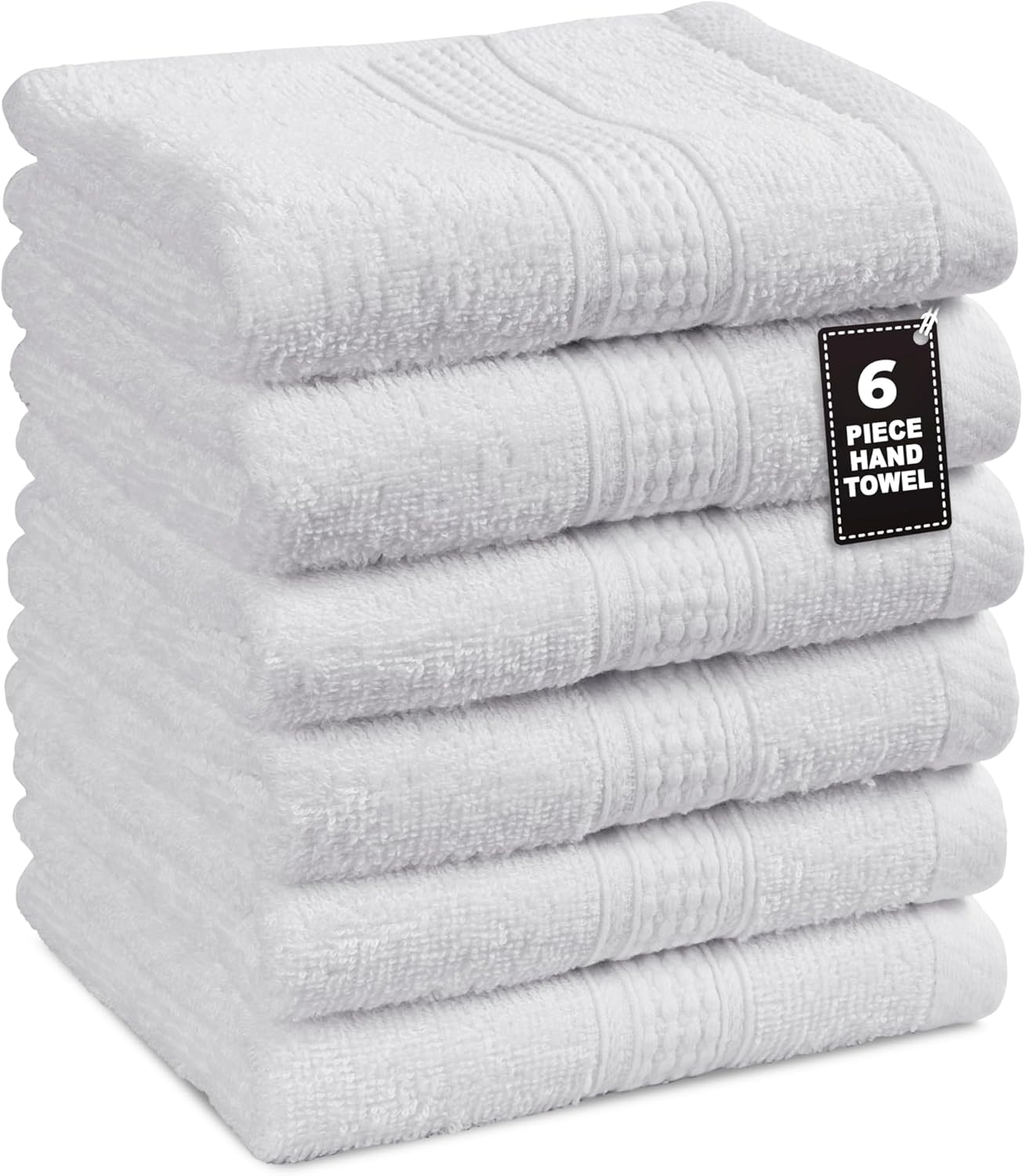 LANE LINEN 6 Pack Hand Towels (16"x28") - Spa & Hotel Quality - 100% Cotton, Ring Spun - Quick Dry, Ultra Soft & Absorbent - Used for Salon, Gym, Bathroom, Beauty - Pre Shrunk - White Hand Towels Set