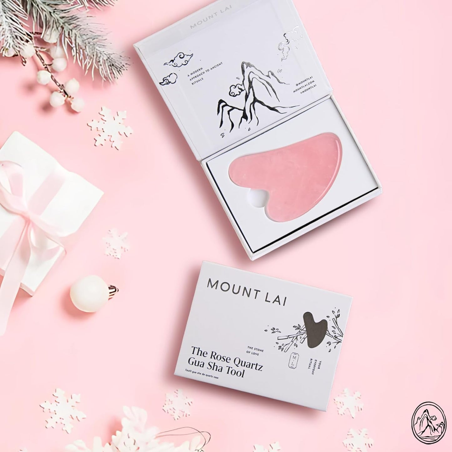 Mount Lai Rose Quartz Gua Sha Facial Tool – The Stone of Graceful Radiance – 100% Genuine Rose Quartz Stone Face Sculpting Tool for Lymphatic Drainage, Puffiness Reduction & Graceful Beauty