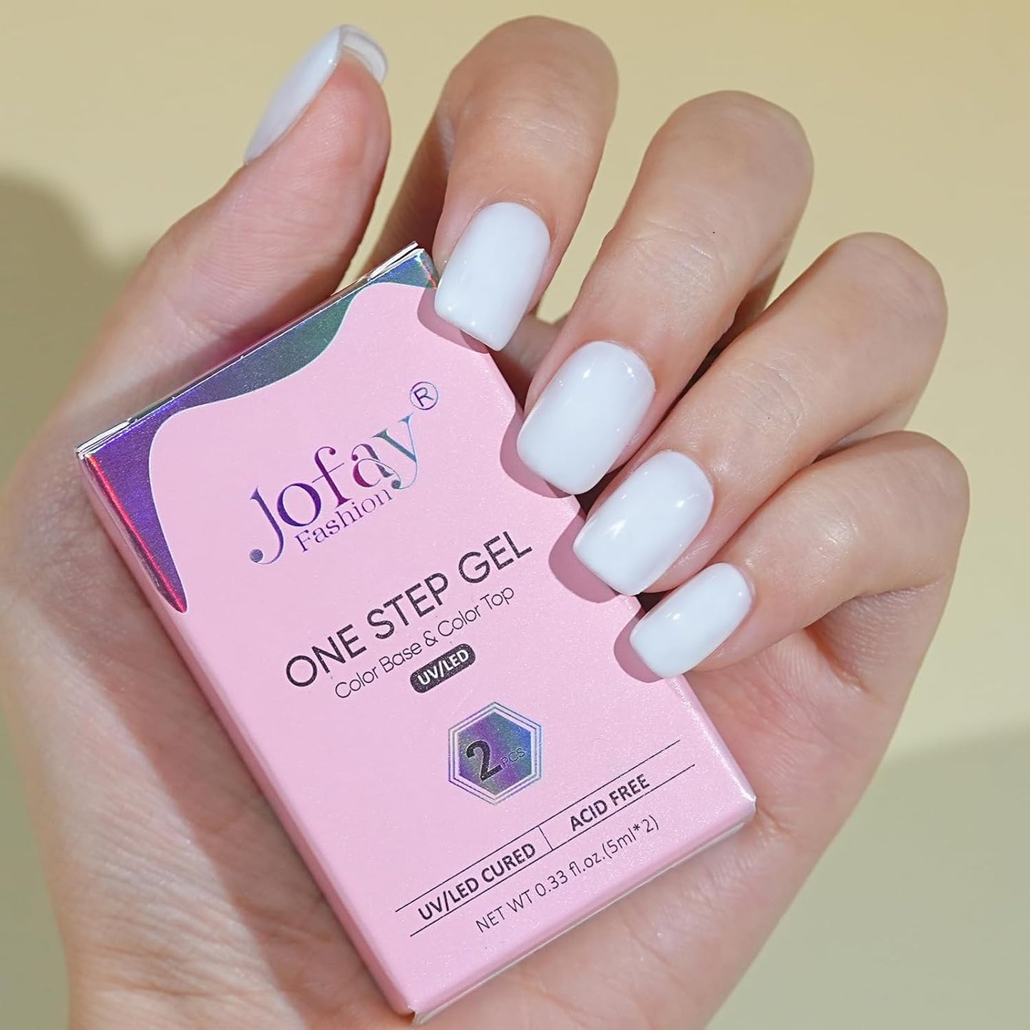 Jofay Fashion White Nail Polish, 10ml All-in-One Step Gel Polish Soak Off LED/UV Lamp DIY Salon Manicure at Home Long Lasting Glossy Finish Home Nail Salon Gift for Women & Girls (0.33 Fl Oz)