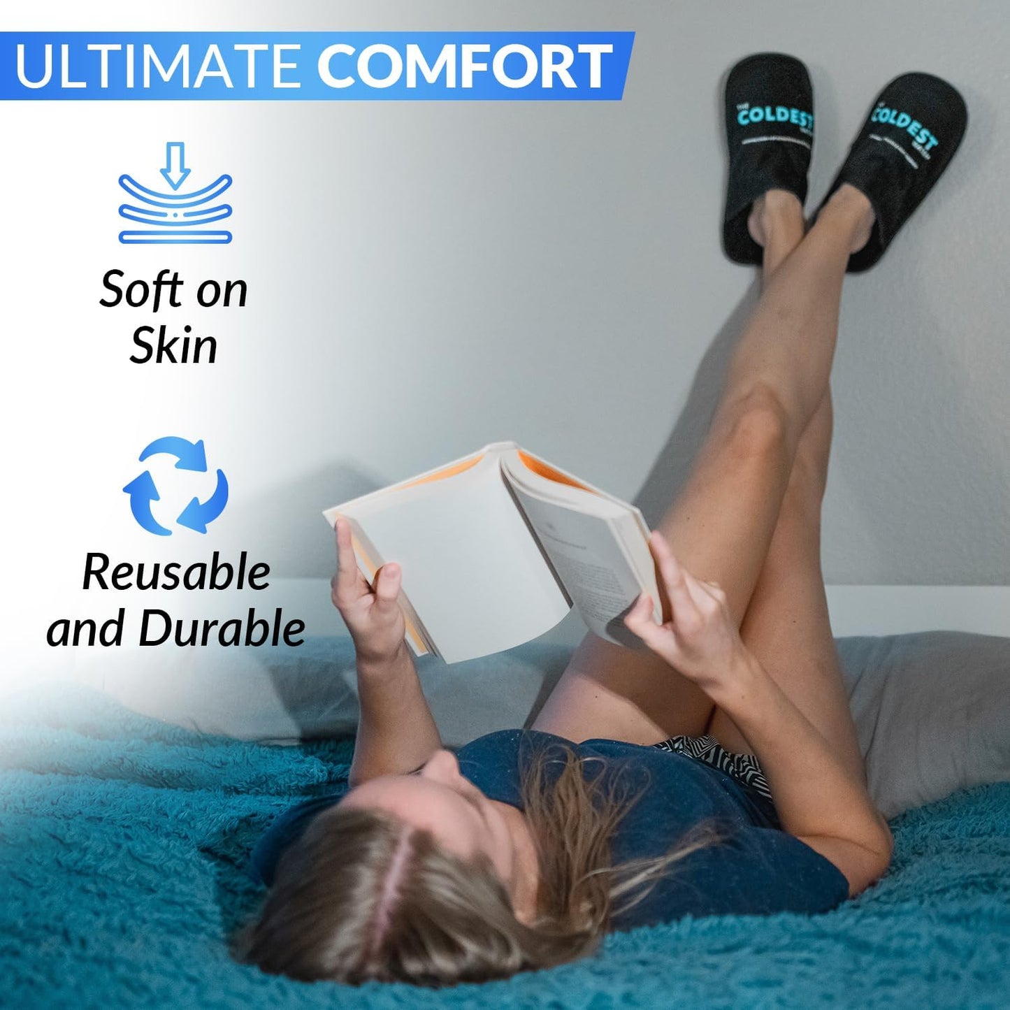 THE COLDEST WATER Ice Pack Slippers - Reusable Gel Ice Packs Slippers for Arthritis Feet/Plantar Fasciitis/Foot Injuries/Chemo/Swelling & More - Hot/Cold Therapy Foot Wraps for Pain Relief (2 Pack)