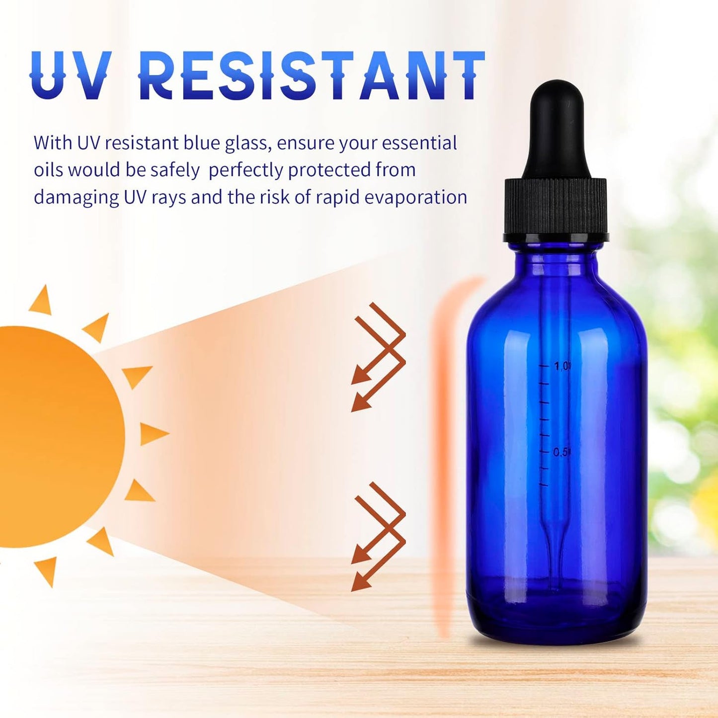 12 Pack Blue Glass Dropper Bottle, 2 oz, with Eye Measuring Dropper and Gold Cap, Leak Proof Travel Bottle for Essential Oils/Chemistry Lab Chemicals/Cologne and Perfume