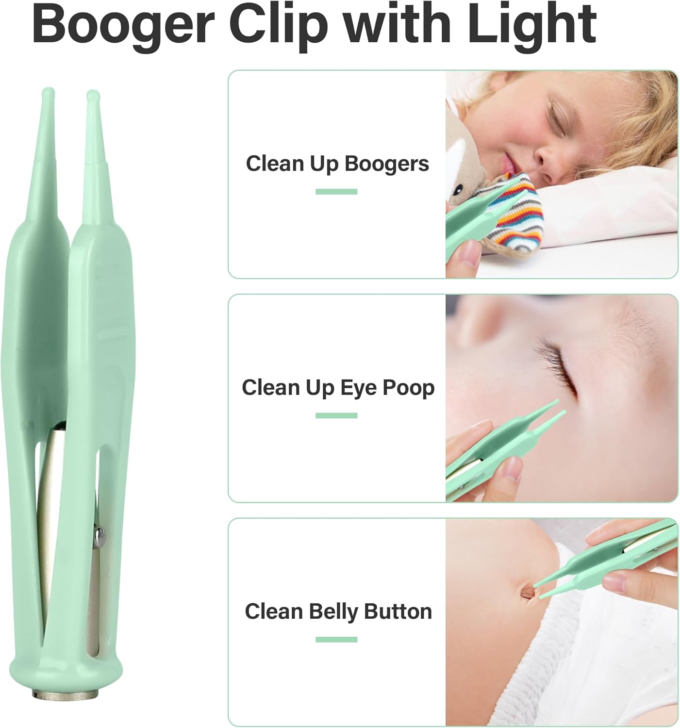 POZILAN Ear Cleaning Kit with LED Light - 15 Pack Ear Wax Removal Kit for Kids and Adults, Earwax Spoon Digger & Tweezers for Ear Cleaning Tool Present Set（Green）