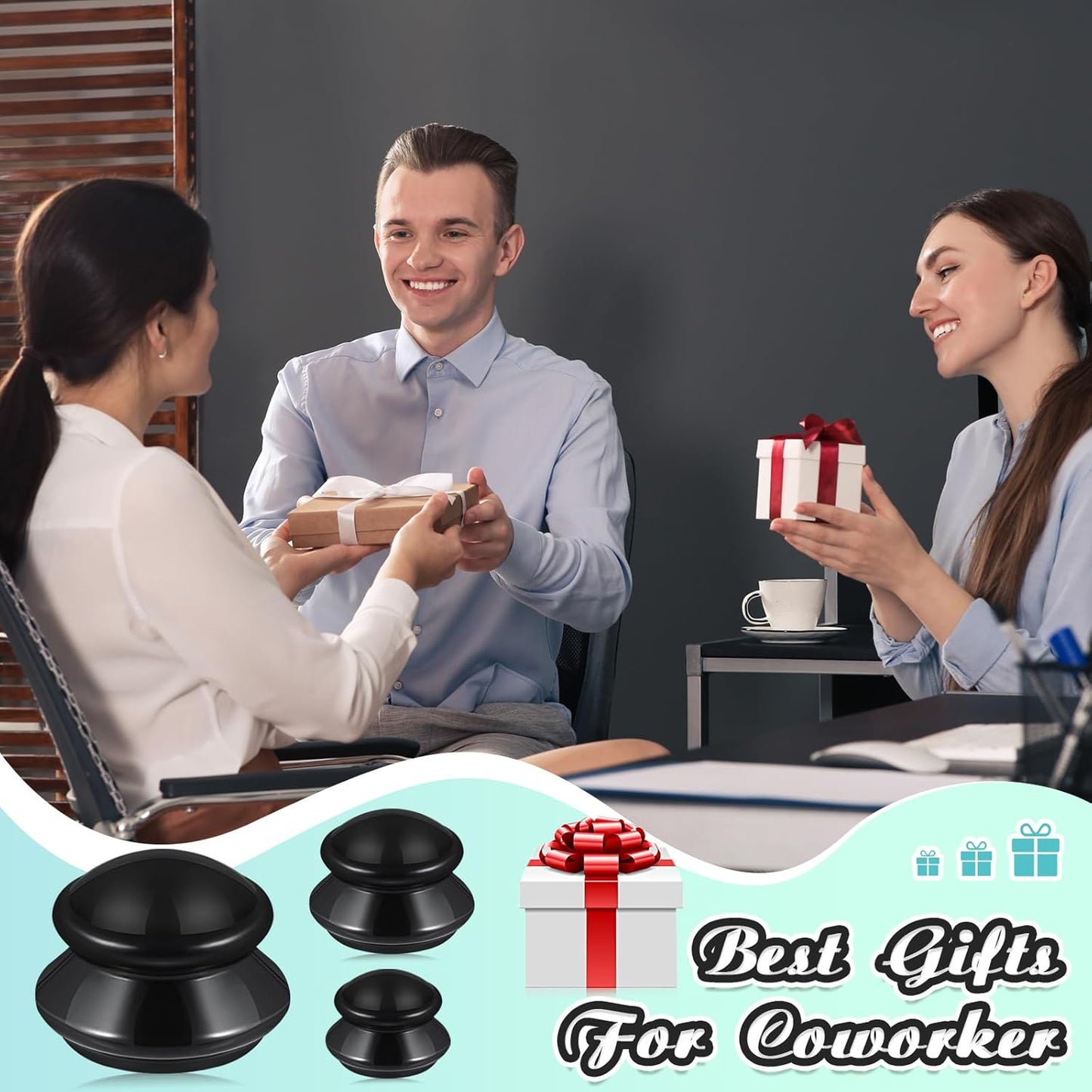 TrelaCo 6 Pcs Cupping Kit for Massage Therapy 3 Sizes Silicone Cupping Set Chinese Massage Therapy for Studio Household Cellulite Joint Pain Muscle Pain(Black)