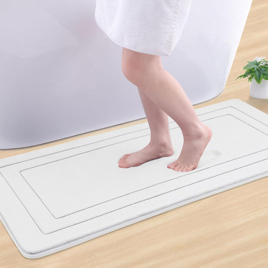 Arotive Memory Foam Bathroom Rug Mat 47x20, Ultra Soft and Absorbent Bath Mat, Machine Wash Dry, Comfortable Bath Rug Carpet for Bathroom Floor, Tub and Shower, Ivory