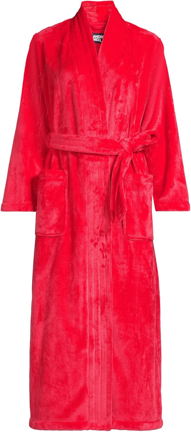 Lands' End Women's Cozy Plush Long Wrap Robe