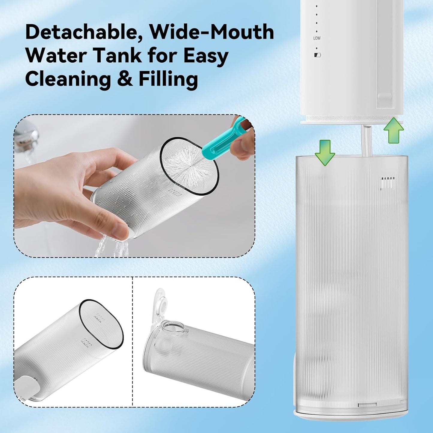 Mini Water Flosser for Teeth,Travel Dental Flosser Picks, Portable Oral Irrigator with Telescopic Water Tank, 5 Modes IPX7 Waterproof Tooth Flosser for Brace, Sensitive Teeth, with Storage Bag