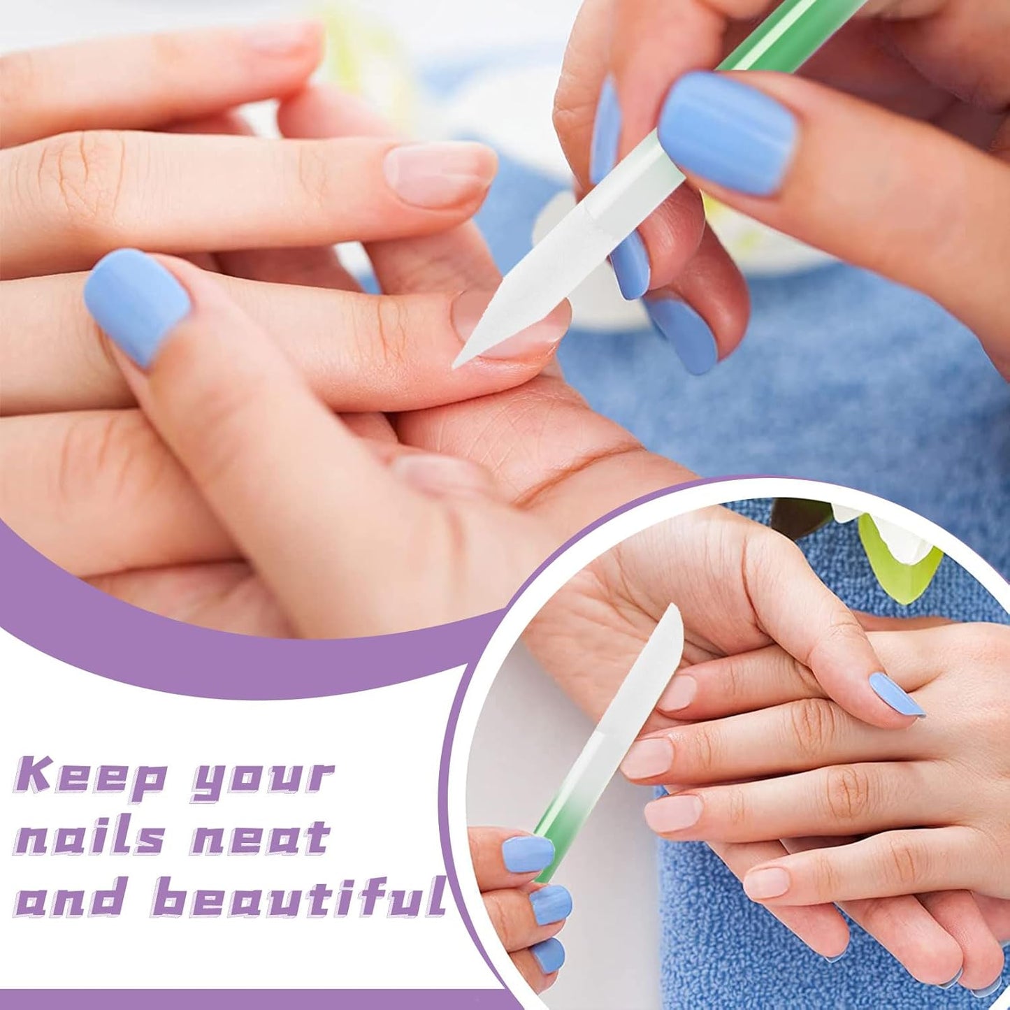 4Pcs Glass Cuticle Pusher, Dual-Ended Manicure Stick, Crystal Cuticle Pusher Glass File, Professional Precision Filing Cuticle Remover, Manicure Pedicure Tools for Nails and Cuticles Care……