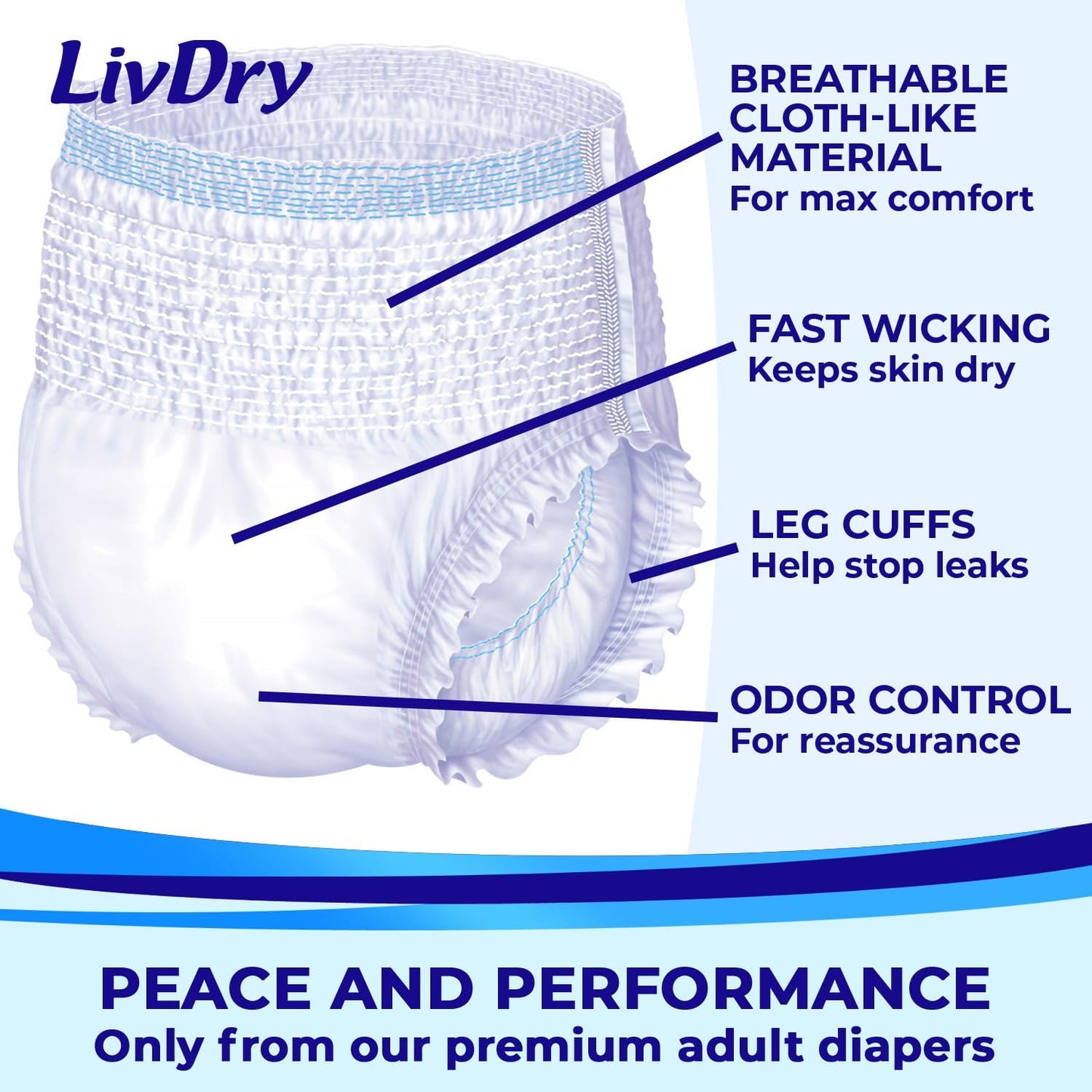 LivDry Overnight Protective Underwear Large size Count: 64