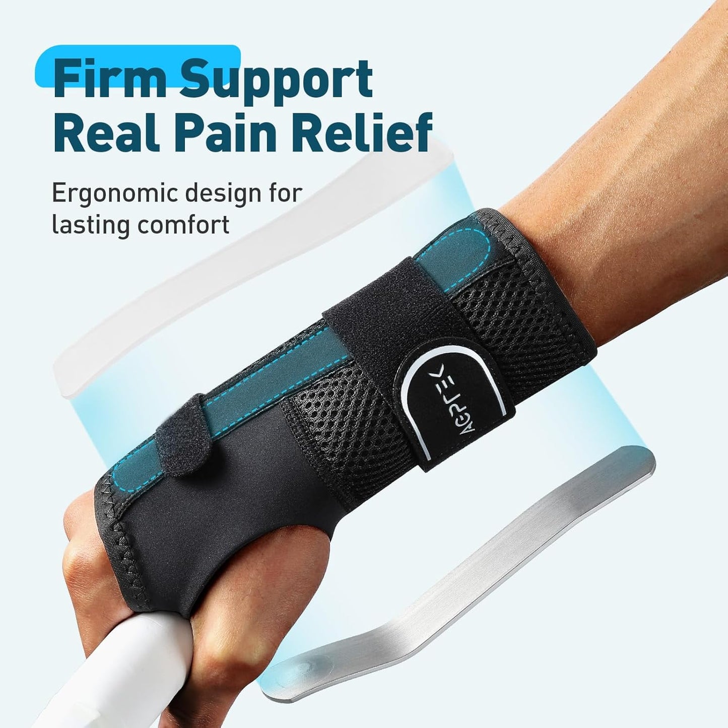 AGPTEK Carpal Tunnel Wrist Brace for Men Women, Night Sleeping Wrist Support with 2 Splints, Pain Relief Hand Brace for Arthritis Sprains Tendonitis, Adjustable Wrist Splint for Left Hand (S/M, Black & White )