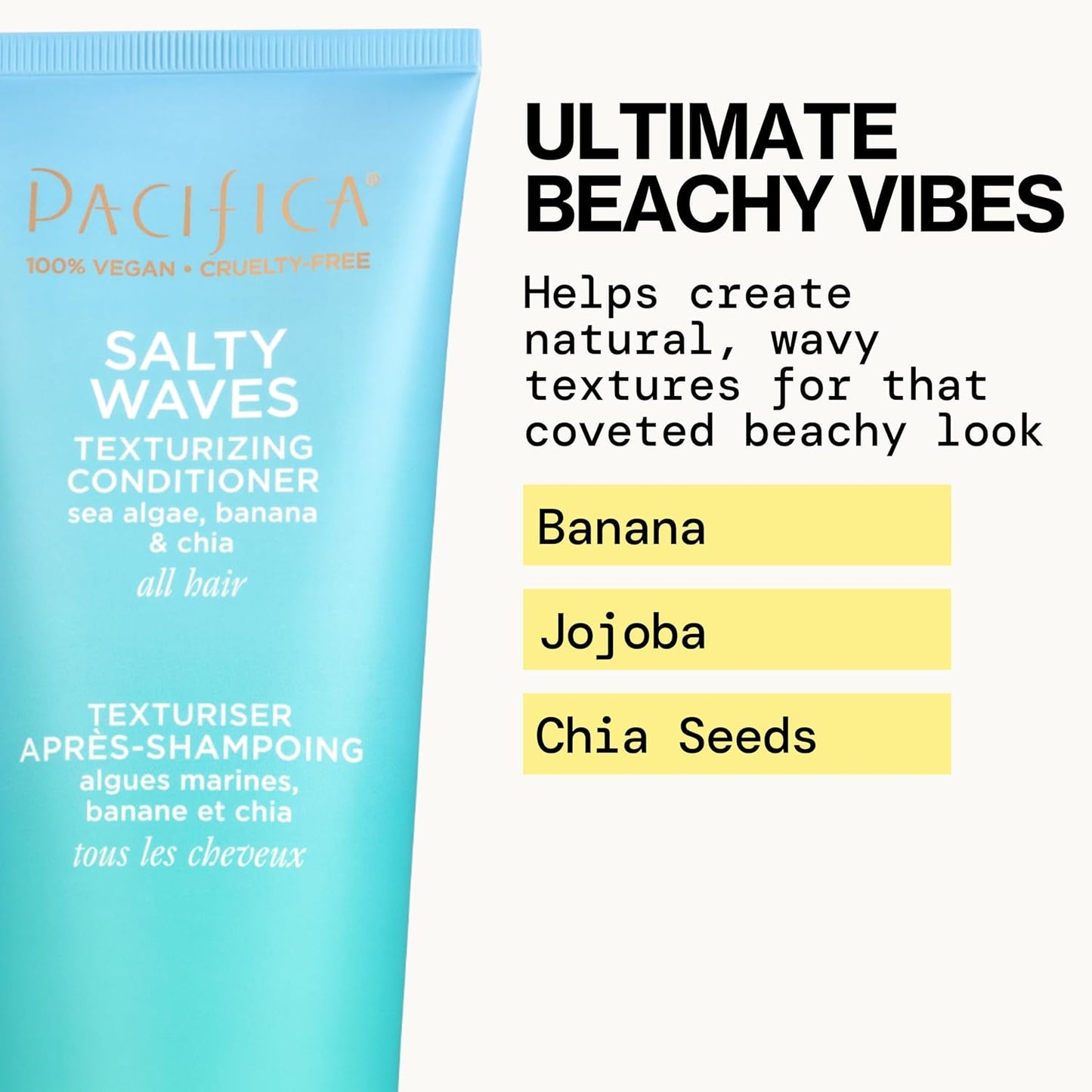 Pacifica Beauty Salty Waves Texturizing Shampoo + Texturizing Conditioner | For All Hair Types | Perfect and Effortless Beach Hair | 100% Vegan & Cruelty Free | Sulfate + Paraben Free