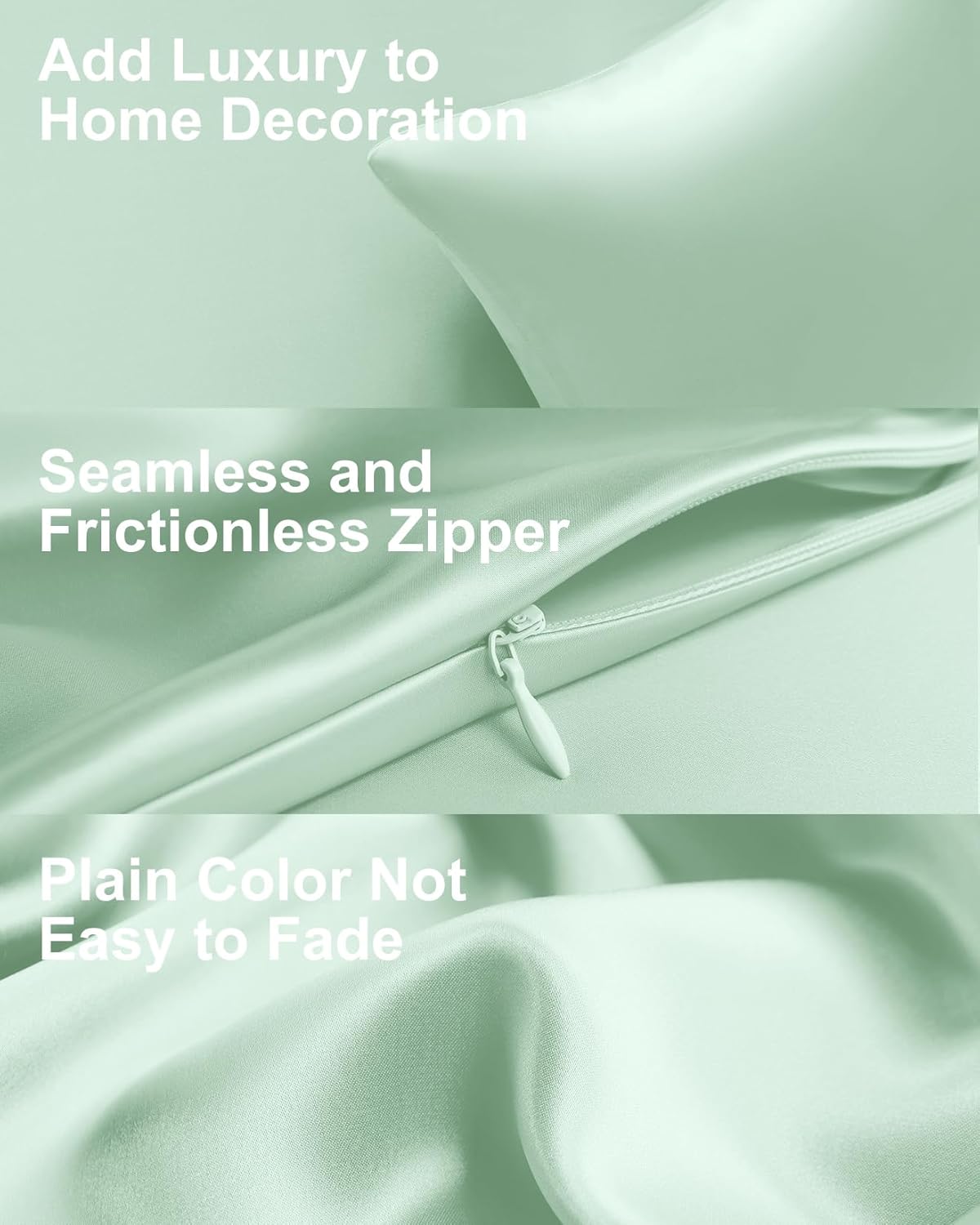 THXSILK 100% Mulberry Silk Pillowcase for Hair and Skin Health, Soft Breathable and Smooth Pillowcase with Hidden Zipper, Both Sides Premium Grade 6A+ Silk, 1pc (Standard 20"x26", Turquoise Green)