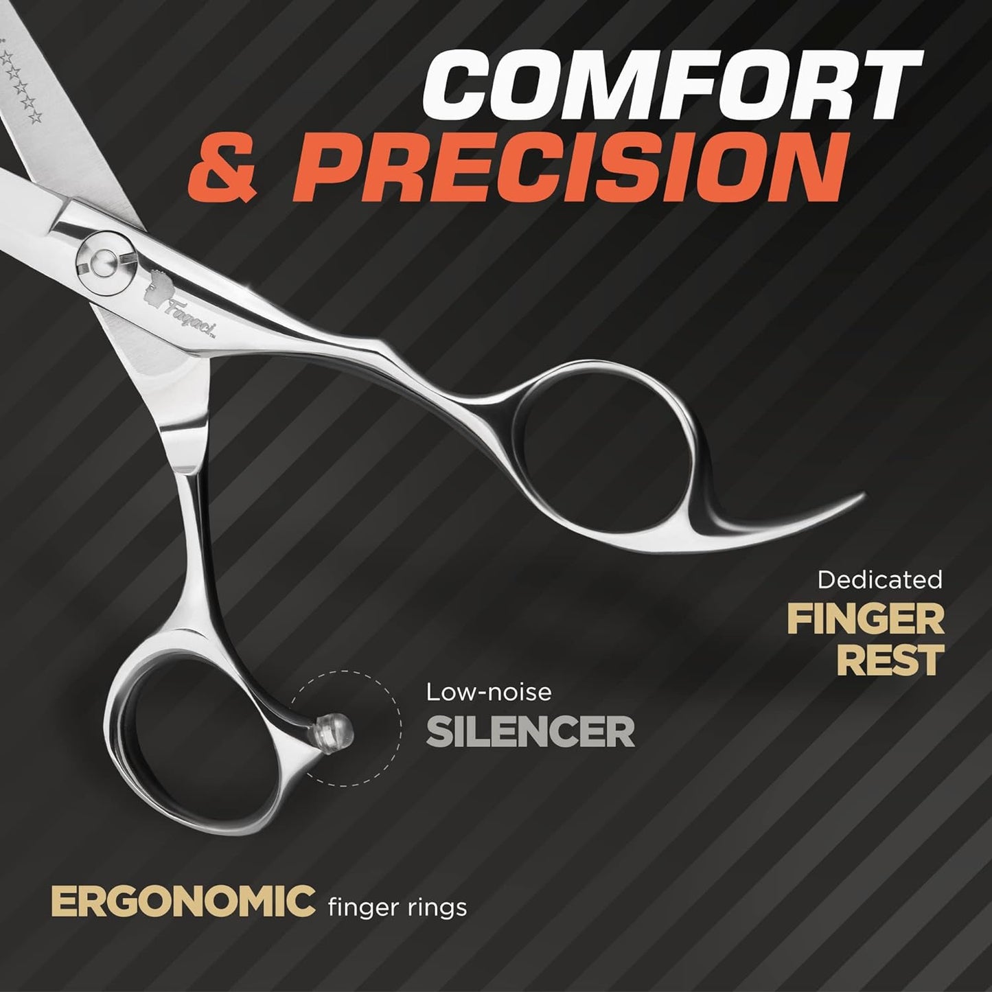 Professional Hair Scissors 5.5 Inch with Extremely Sharp Blades, 440C Steel Hair Cutting Scissors, Durable, Smooth Motion & Fine Cut, Barber Scissors with Elegant Sheath, Cleaning Leather & Key