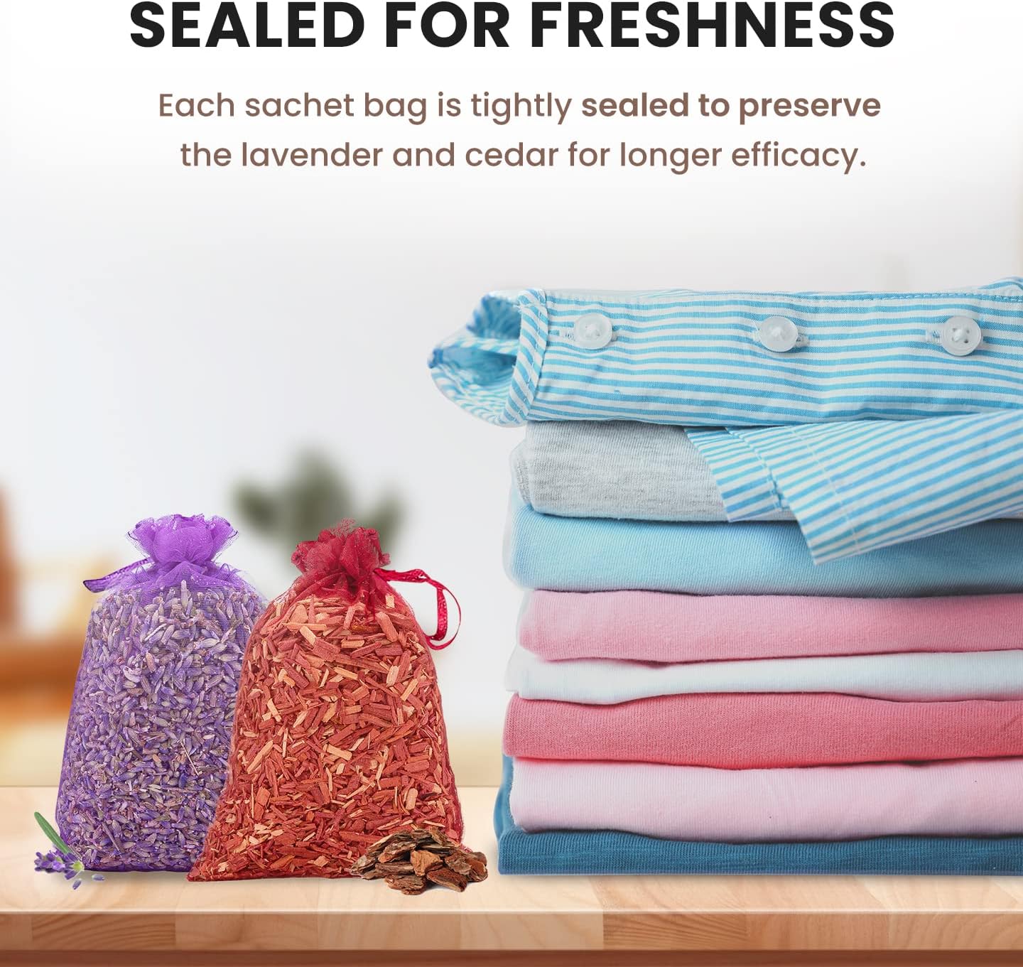 All-Natural Cedar and Lavender Sachet (20 Pack) with Hanger Hooks Included: 10 Lavender Sachets for Drawers and Closets, 10 Cedar Sachets Best Moth Repellent for Clothes