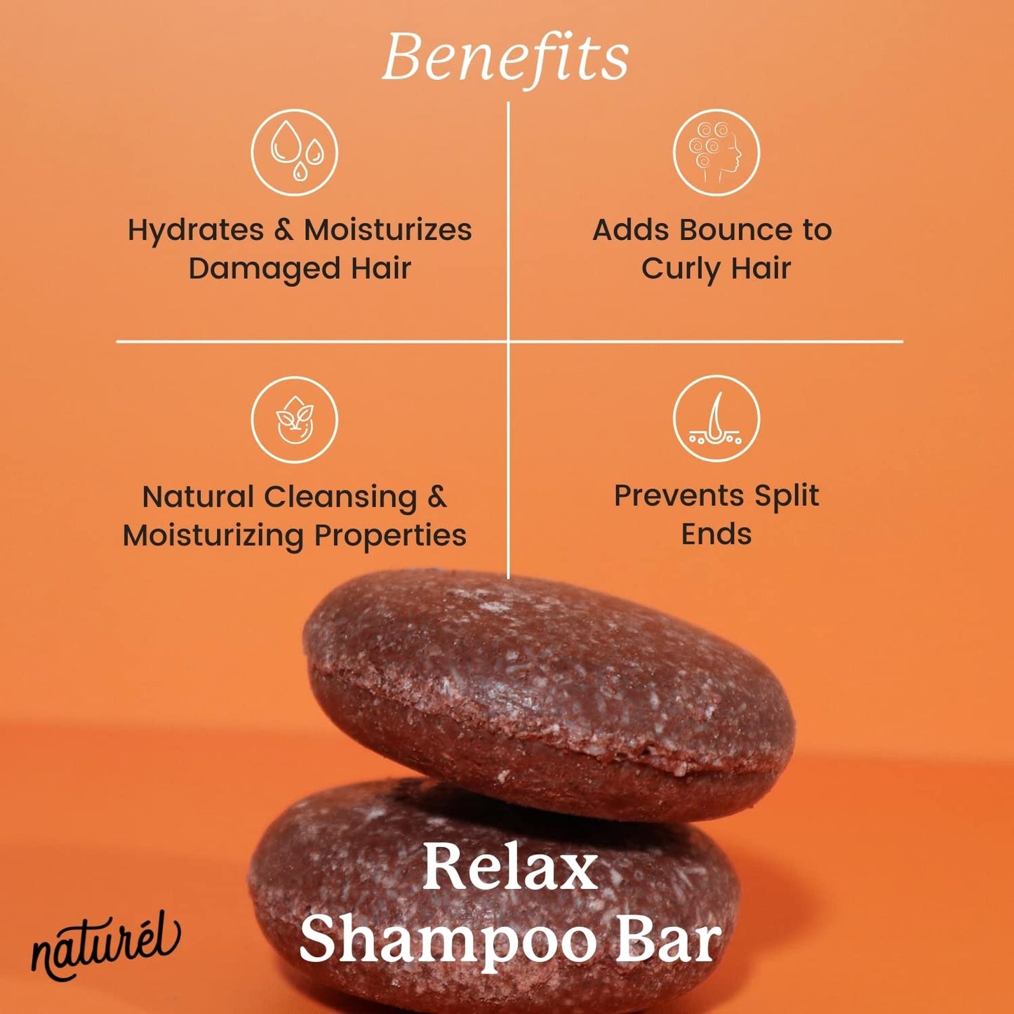 Naturel Relax Moisturizing Shampoo and Conditioner Set with Argan Oil and Colloidal Oatmeal for Curly, Wavy, Dry, or Frizzy Hair - Vegan, Made in USA