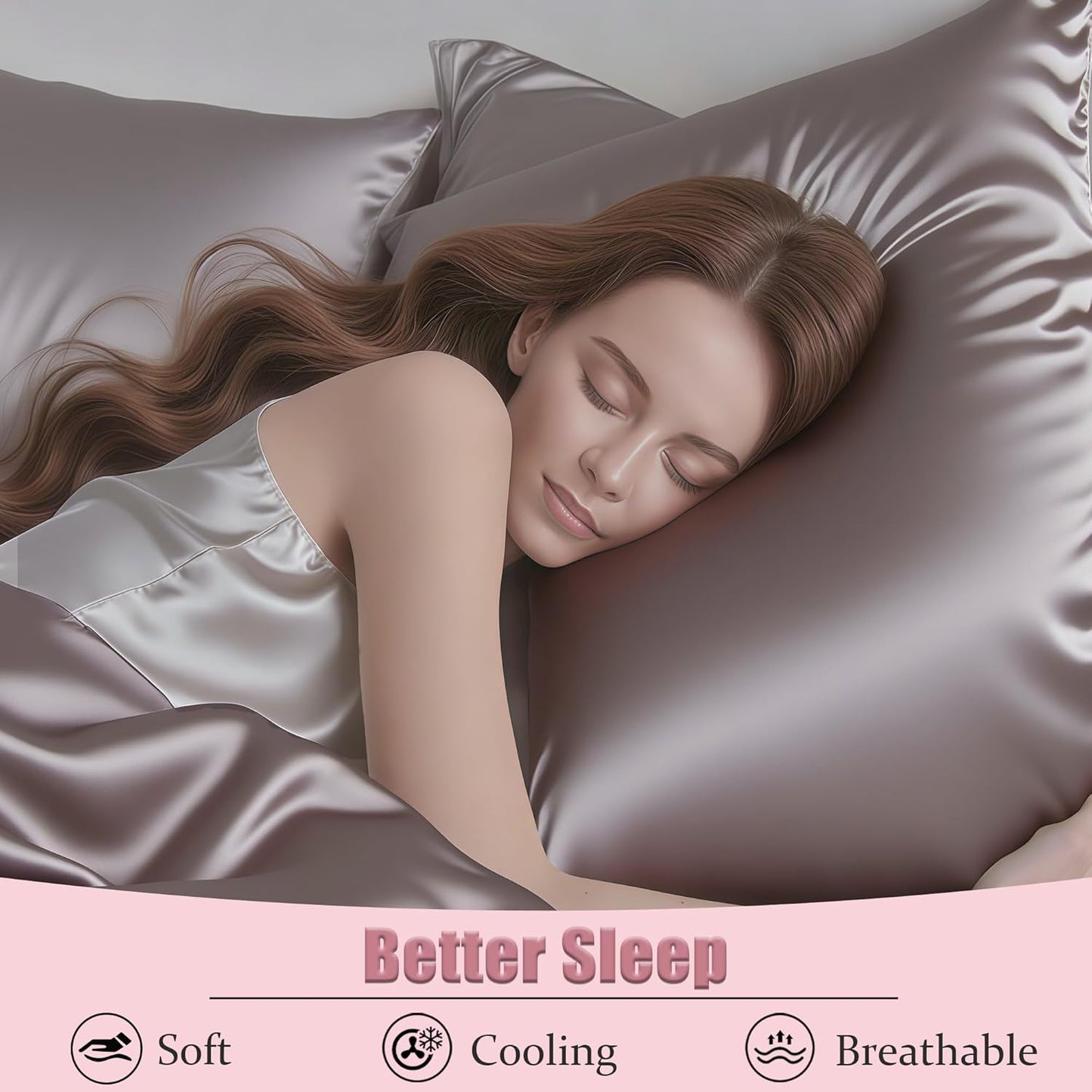 Mulberry Silk Pillow Cases Queen Size Set of 2, Ultra Smooth Soft Breathable Cooling Pillow Cases for Hot Sleepers, Silk Satin Pillowcases 2 Pack with Zipper for Hair and Skin, Gifts for Women