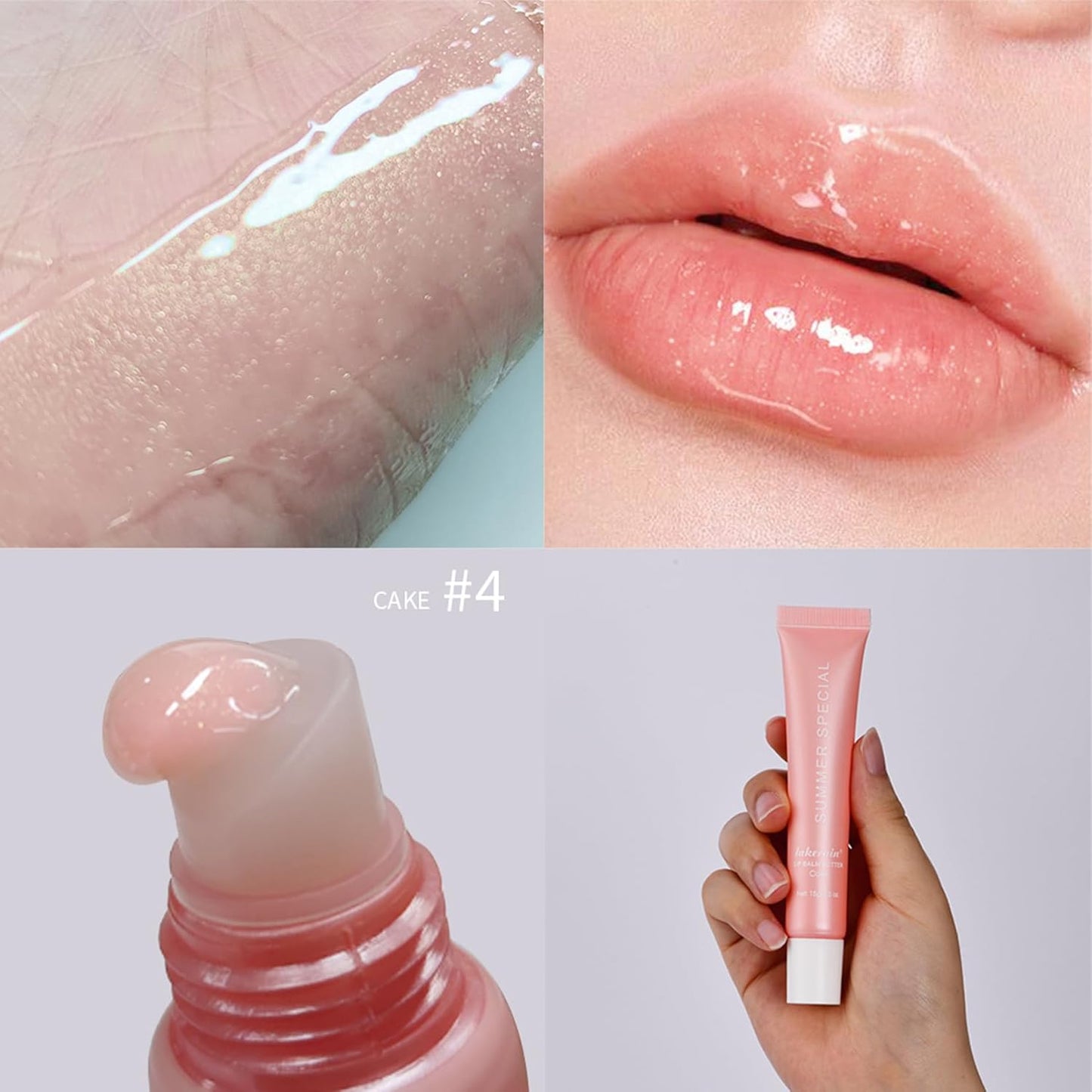 Glossy Butter Lip Balm Set, Instant Moisture and Hydration, Long-lasting Hydrating Non-Sticky Lip Gloss, Care and Soften Dry Lips , 4 Pcs