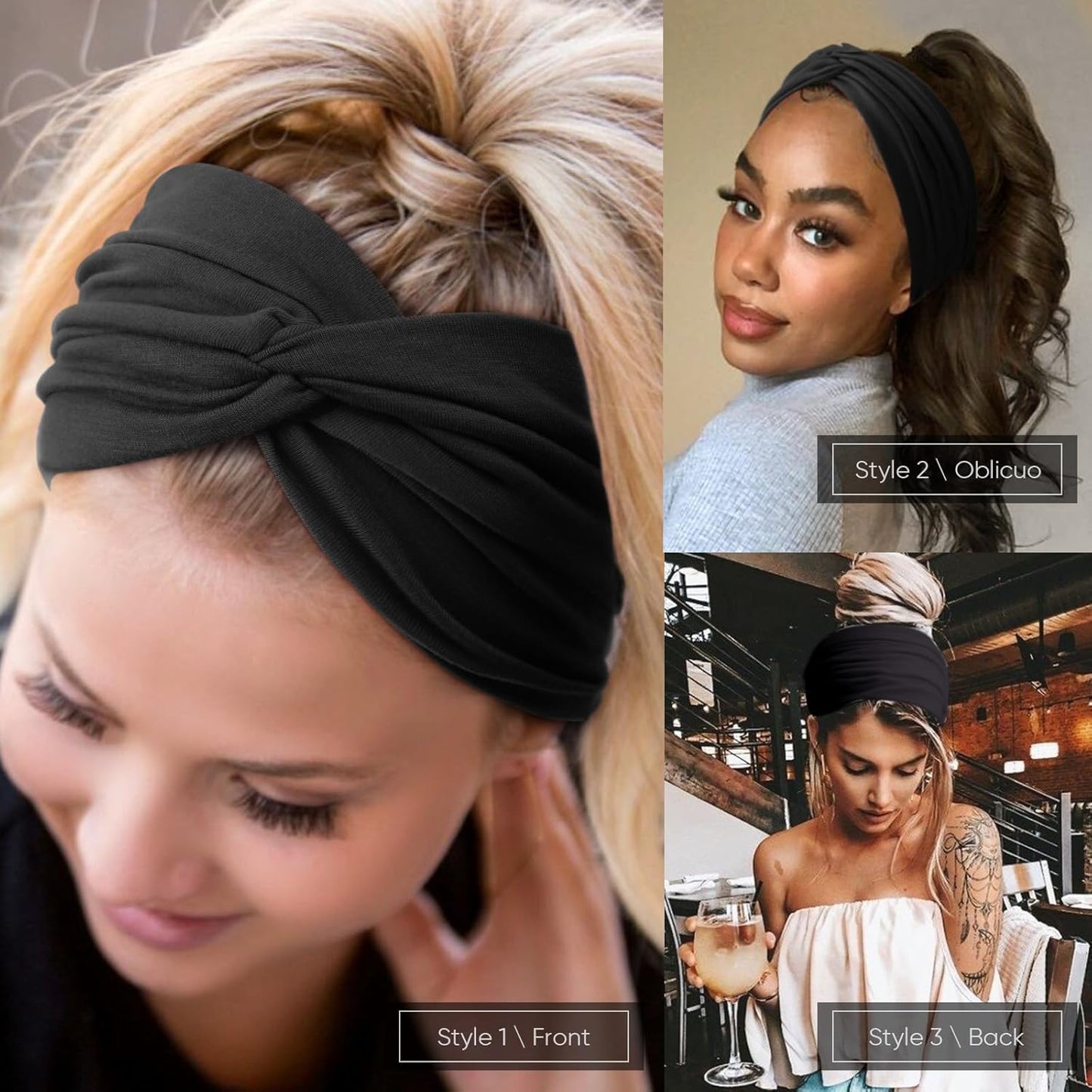 Extra Wide Headbands for Women Large Turban Headband Non Slip Boho Elastic Hairband Hair Twisted Knot Head Bands Accessories