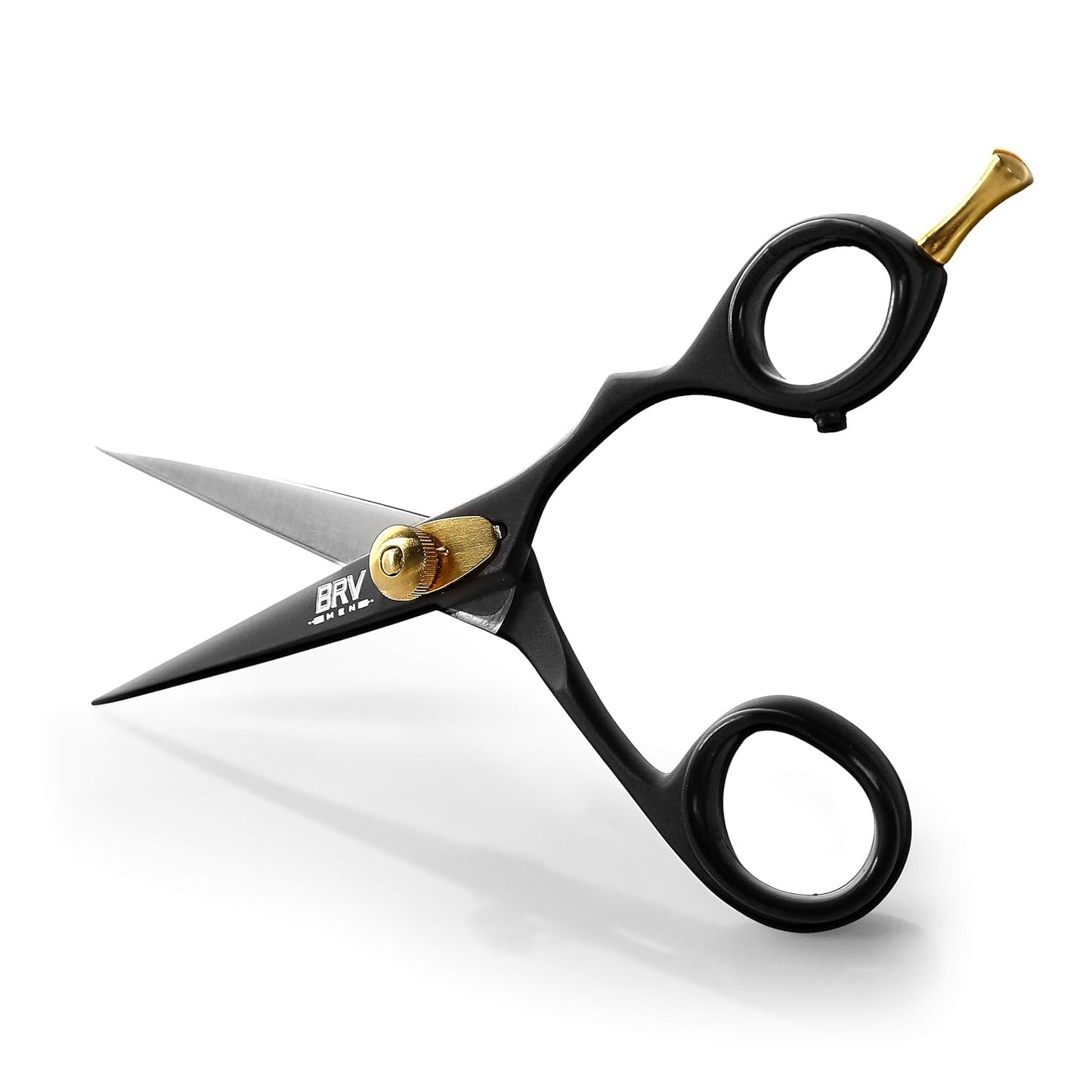 BRV MEN Professional Mustache & Beard Trimming Scissors - 5.5" | High Carbon Stainless Steel & Hammer Forged Mustache Scissors | Razor Sharp Facial Hair Trimming Shears (RIGHT HANDED - Black)