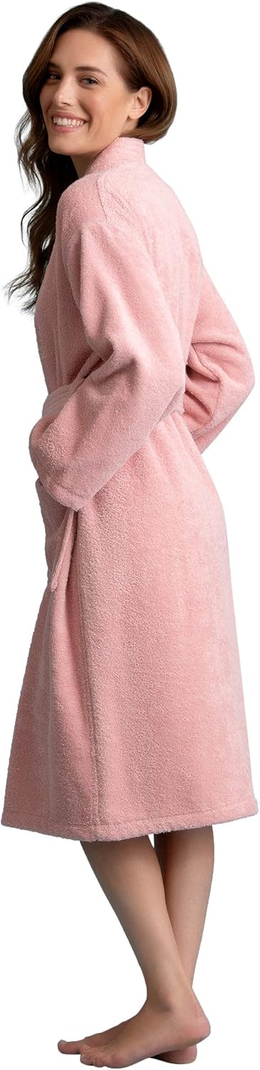 Soft Touch Linen Women's Robe Terry Cloth Kimono Bathrobe Thick 100% Cotton