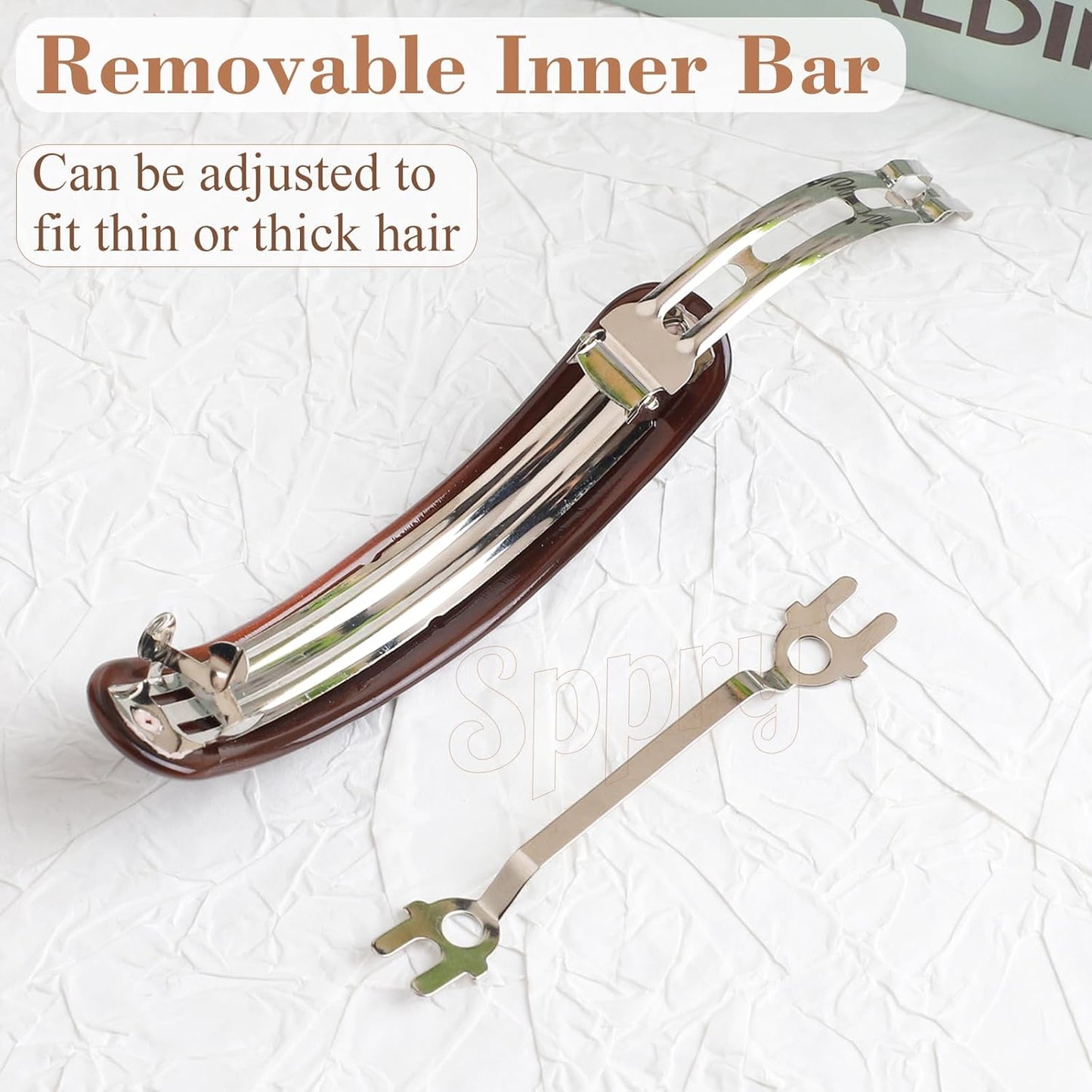 French Large Arc-shaped Adjustable Hair Clip Barrette for Women, Automatic Clasp (Mint Green)