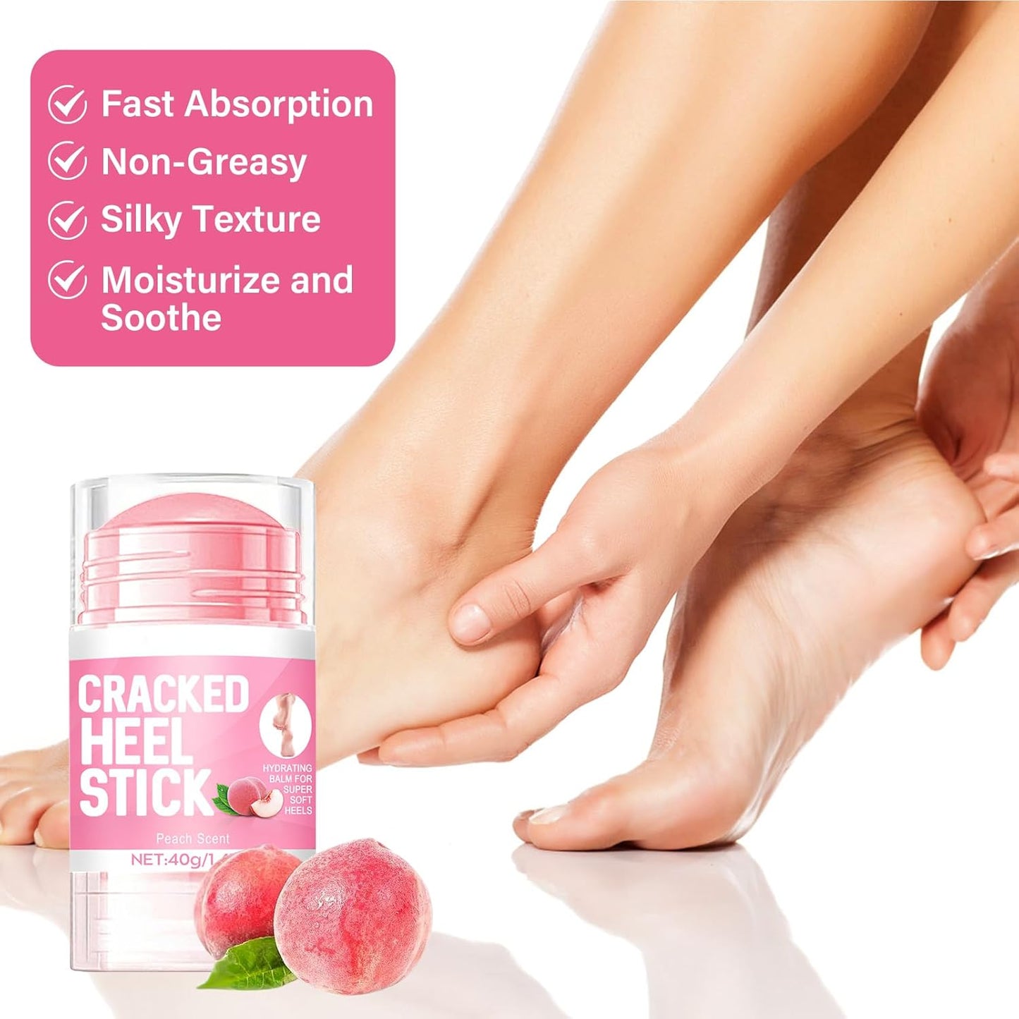 2PCS 60% Urea Hydrating and Anti-Cracking Foot Cream，2025 Upgraded Hand and Foot Cream Urea Moisturizer，Hydrates Dry and Cracked Feet and Hand (1.41 Ounce, Peach)