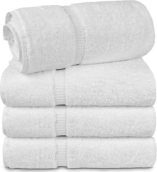 Chakir Turkish Linens | Hotel & Spa Quality 100% Cotton Luxury Turkish Towels | Soft & Absorbent (30x60 Inches Extra Large Bath Towels, Set of 4 - White)