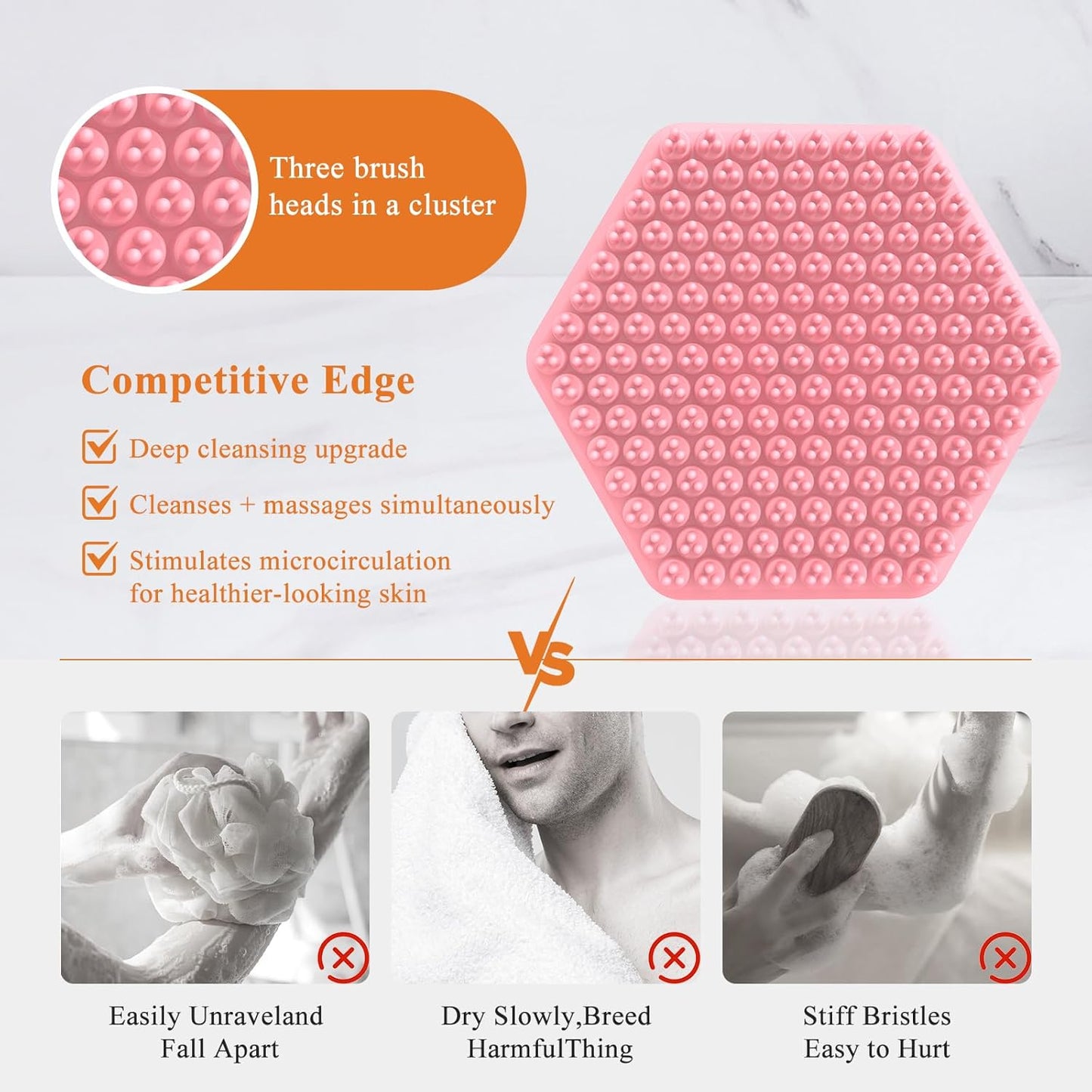 VWMYQ Silicone Face Scrubber for Men, Gentle Exfoliator Pad & Massager, Facial Cleansing Brush Silicone Face Wash Brush Removes Dead & Dry Skin（Pink）