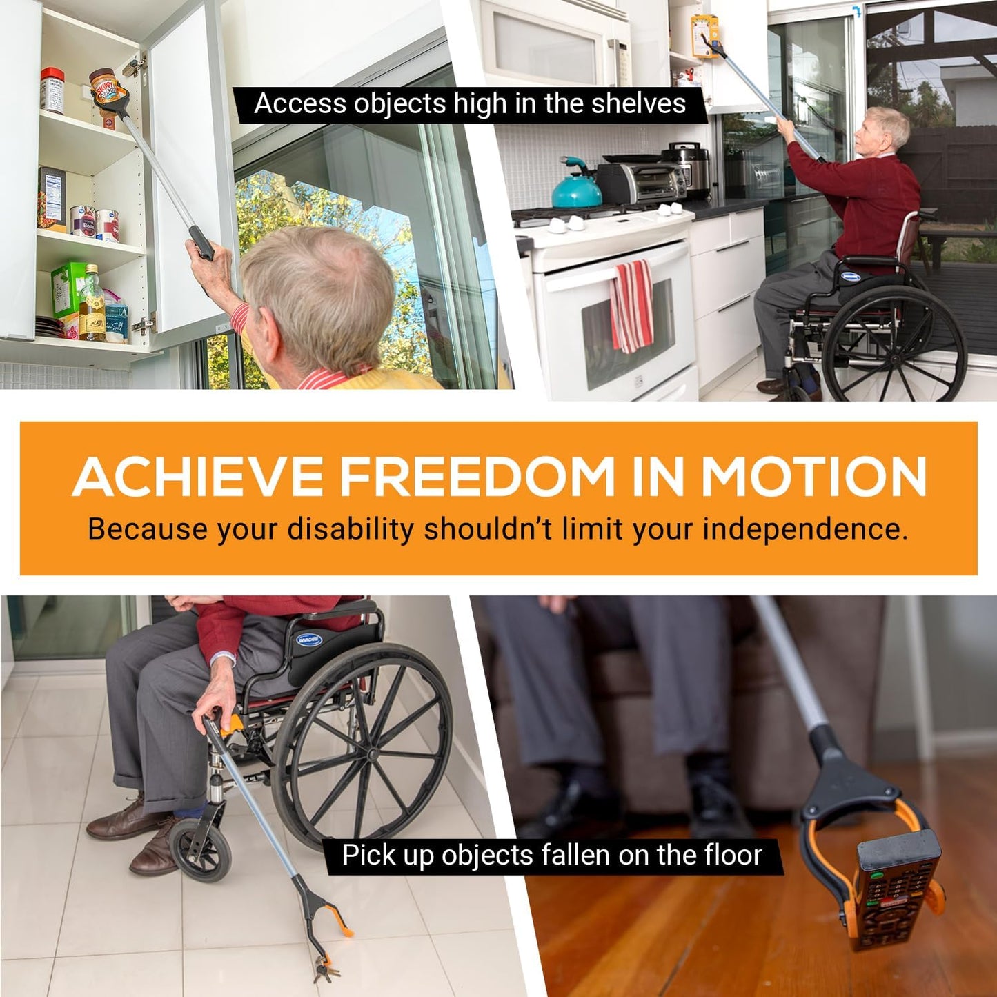 EZPIK Pro 34" Foldable Grabber Reacher Tool for Seniors - Grabbers for Elderly Reaching Tool Heavy Duty Pickup Trash Picker Upper Equipment - Claw Grabber Stick for Reaching Aids, Weed Gripper 6-Pack