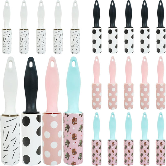 20 Pcs Mini Lint Roller, Lint Roller for Travel Size Sticky Removing Tool House Essentials for Pet Hair Removal Travel Clothes Gifts Bags Furniture Car Seat