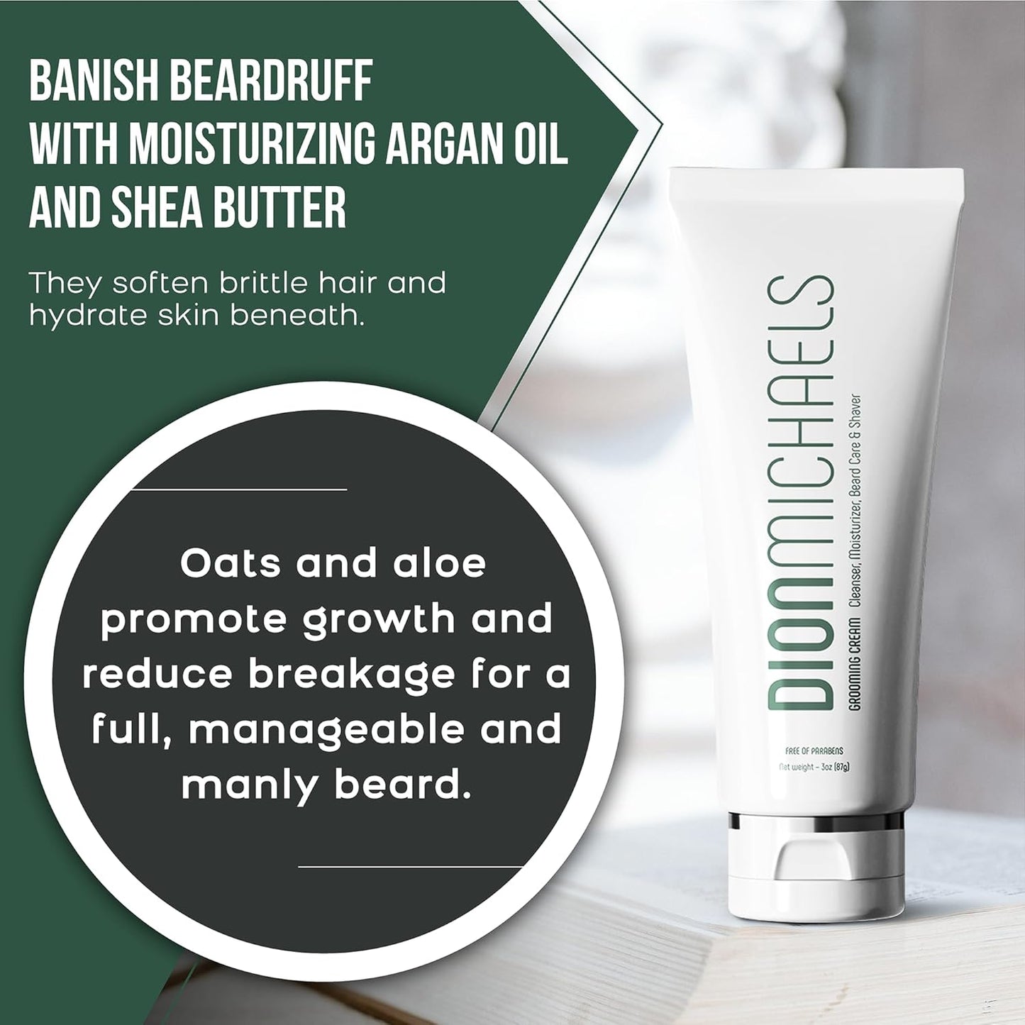 4-in-1 Grooming and Shave Cream for Men - Shaving Cream, Facial Cleanser, Beard Care and Moisturizer - Beard Softener for Men - Facial Care For All Skin Types, 3oz