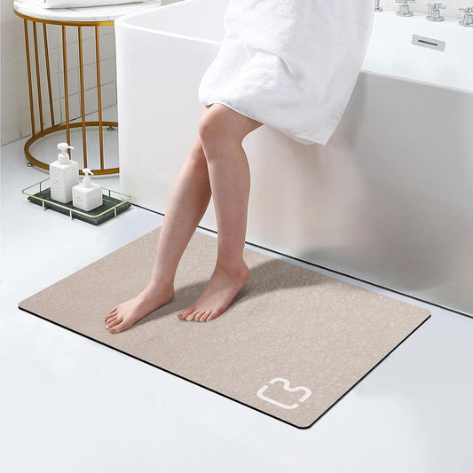 Taupe Bath Mat Rugs 17 x 32 - Quick Dry Super Absorbent Diatomaceous Earth Bath Mat Non Slip Rubber Bottom Thin Bathroom Mat Fit Under Door, Bathroom Floor Rugs in Front of Bathtub,Shower Room,Sink
