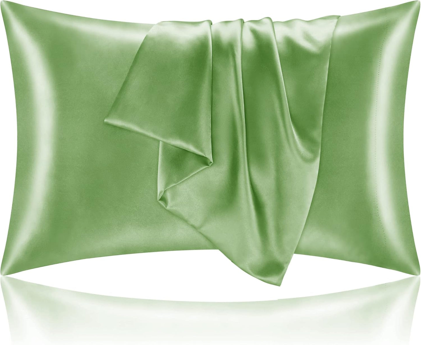 BEDELITE Satin Pillowcase for Hair and Skin, Super Soft and Cooling Similar to Silk Pillow Cases 2 Pack with Envelope Closure, Gift for Women Men(20"x30" Queen Size, Sage Green)