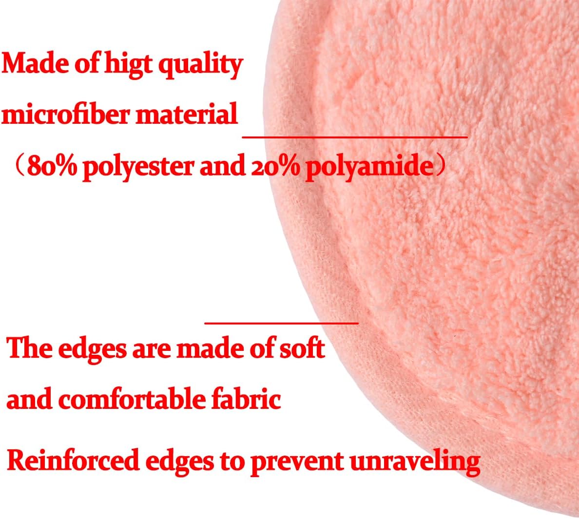 Reusable Makeup Remover Pads 16 Pack Microfiber Cleansing Facial Rounds Wipes Face, Eyes, Lips（3.5inch, coral）