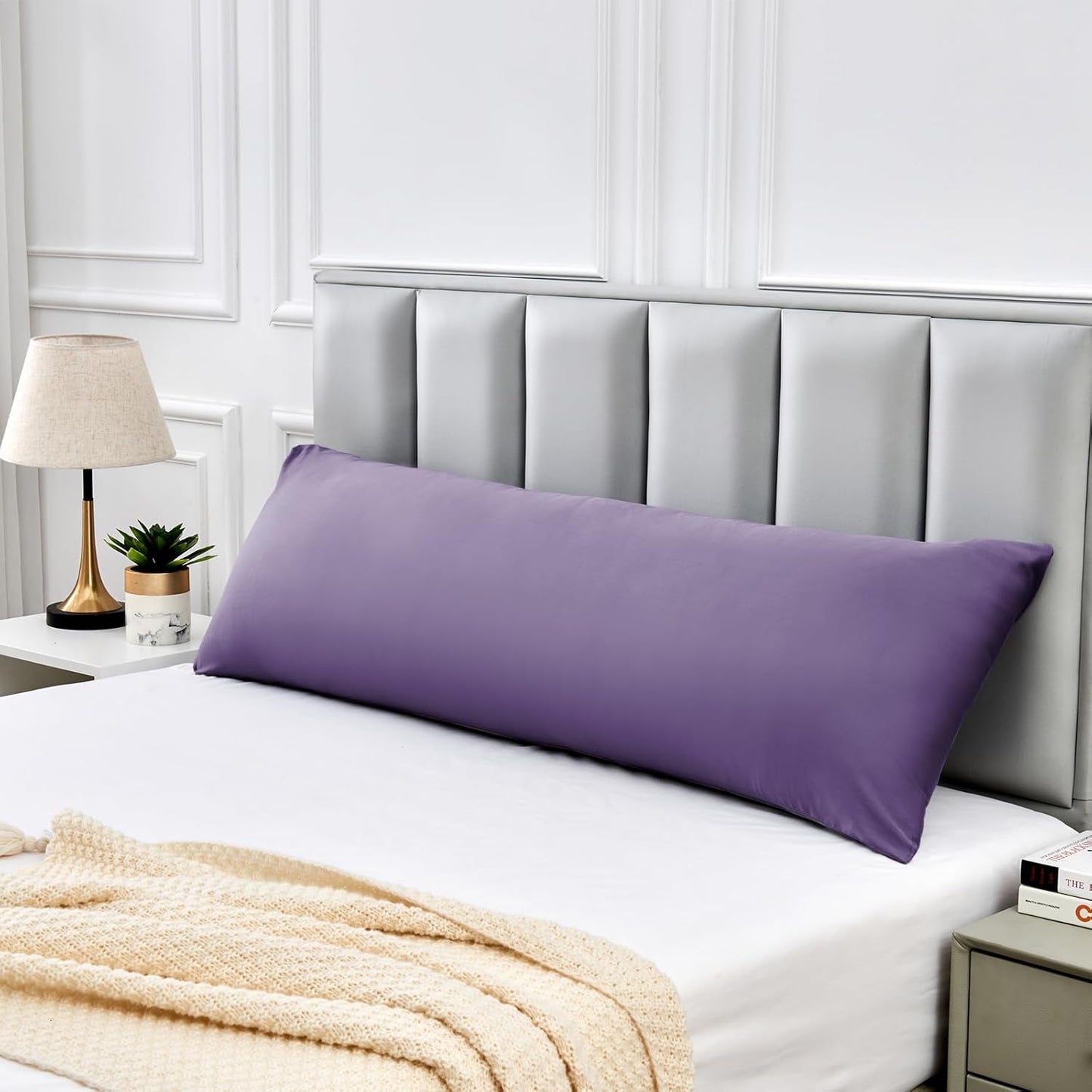 Warmstar Cotton Body Pillow Cover 1 Pack, 600 Thread Count Body Pillow case 20"x54", Long Body Pillow Case Cover Soft Breathable with Envelope Closure,Plum