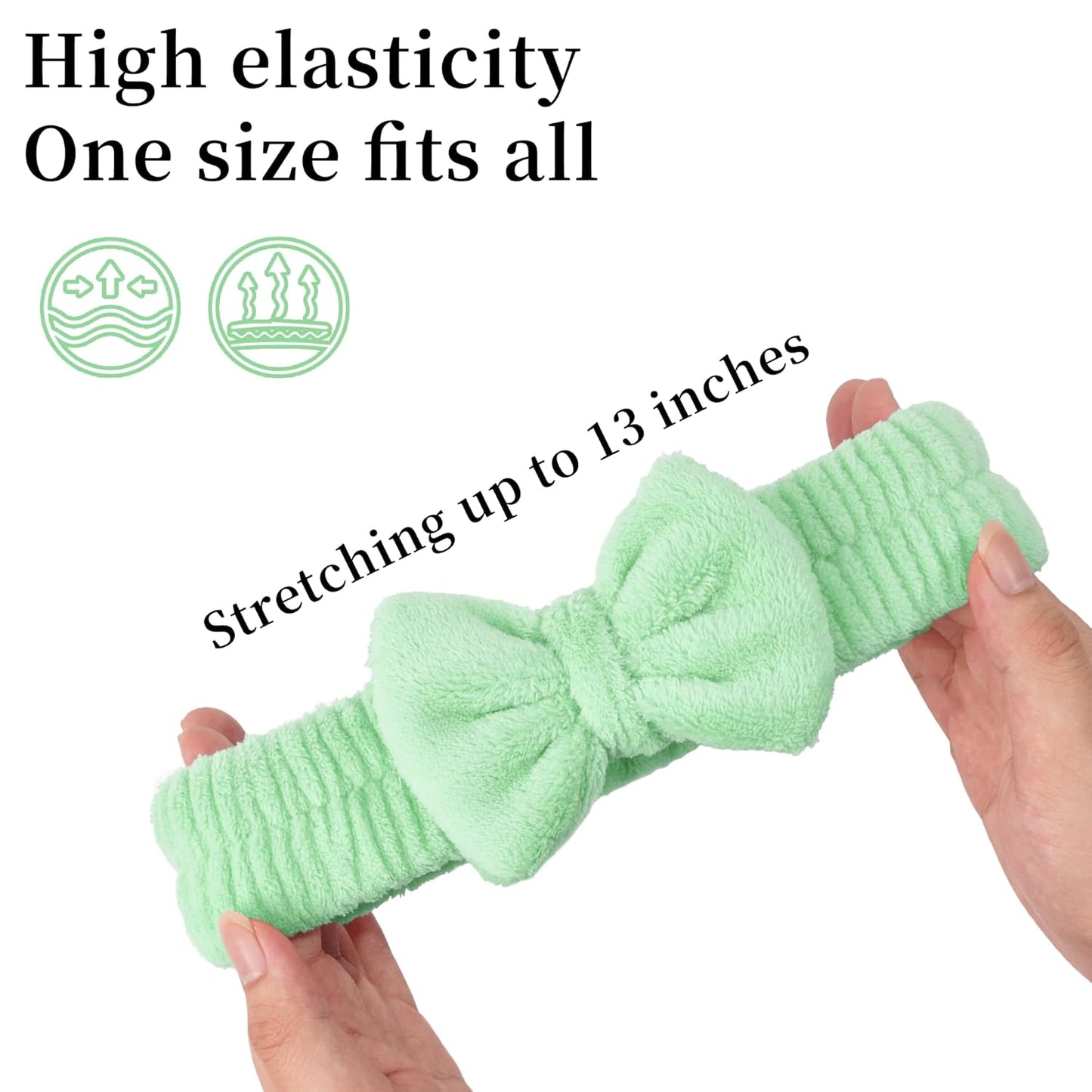 Ayesha Green Spa Headband and Wristband Set for Skincare Makeup Headband Wrist Cuffs for Washing Face Bubble Skincare Hairband for Women Girls