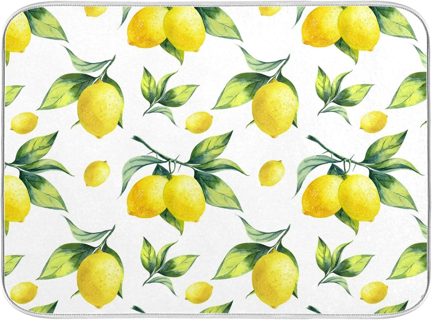 Tropical Lemon Leaves Dish Drying Mat 16x18 for Kitchen Lemon Yellow Lime Tree Dishes Pad Dish Drainer Rack Mats Absorbent Fast Dry Kitchen Accessories