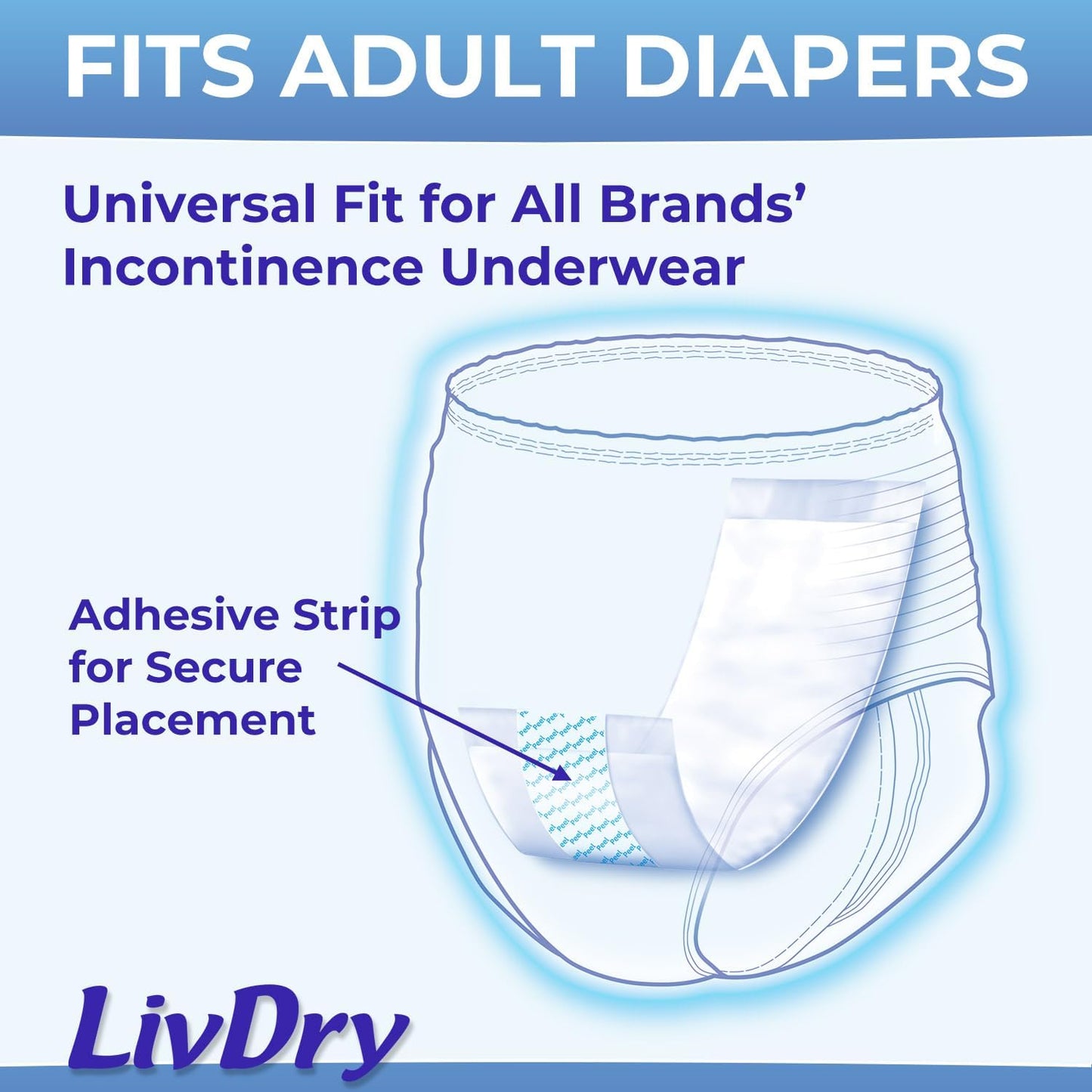 LivDry Incontinence Booster Pads, Use with Adult Diapers for Women and Men, Extra Comfort Softness, Disposable Pad (20 Count, Regular Length)