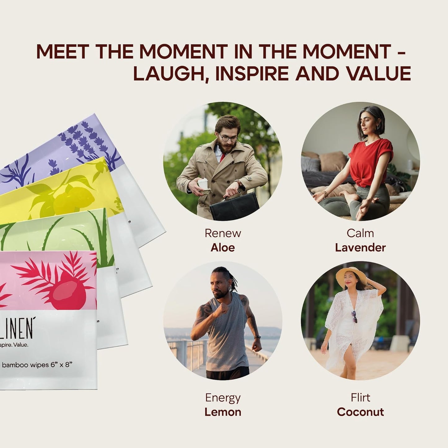 Bamboo Deodorant Wipes - 30 count - Individually Packaged - Aromatherapy Scents (Lemon, Lavender, Aloe and Coconut) (30 count, Lemon)