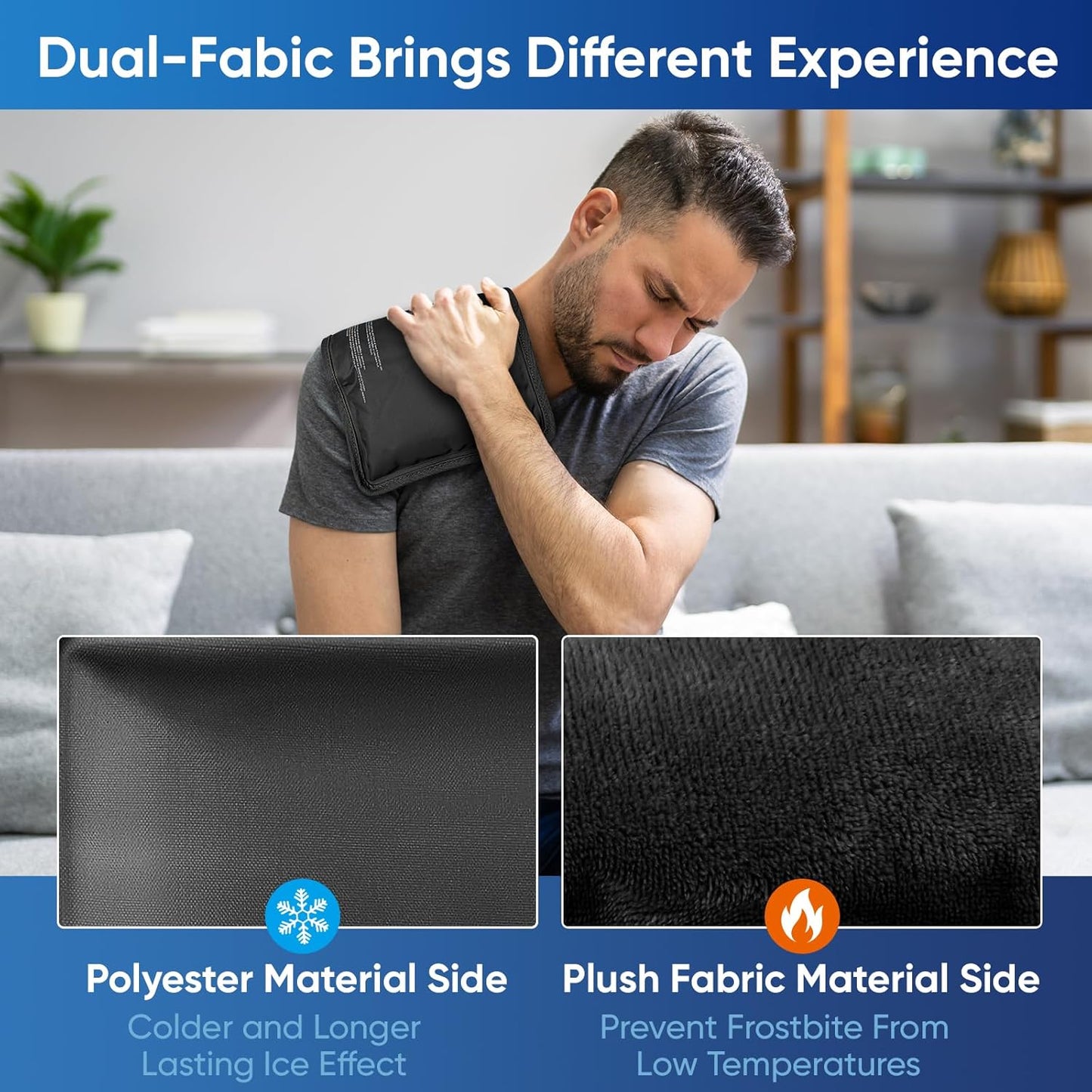 APEXUP Gel Ice Packs for Injuries Reusable, Flexible Double Sided Cold Packs for Injuries, Ice Pack for Knee, Shoulder, Back, Hip, Leg, Arm (Black, S, 2PK)