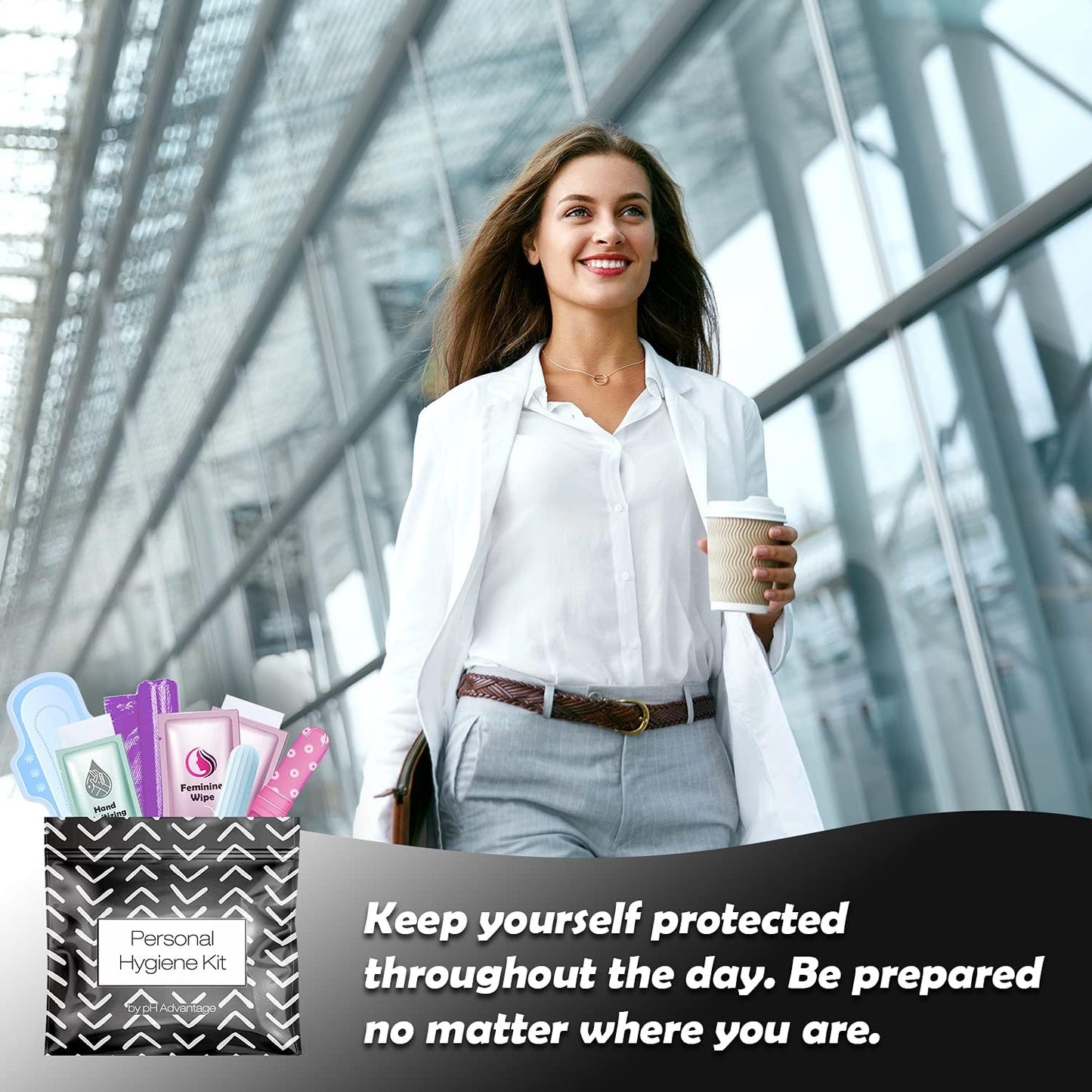 Menstrual Kit All-in-One 10 Pack | Convenience on The Go | Period Kit Pack for Travelling, Tweens & Teenager | Individually Wrapped Feminine Hygiene Product (Black Treads)