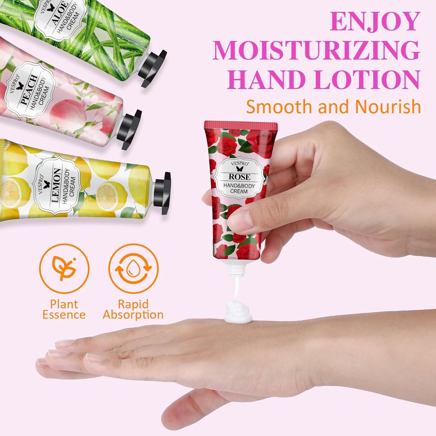 VESPRO 70 Pack Hand Cream Set, Stocking Stuffers for Women, Christmas Gifts, Bulk Hand Lotion Travel Size for Dry Cracked Hands, Mini Hand Lotion for Bridal Shower Gifts and Bridesmaid Gifts