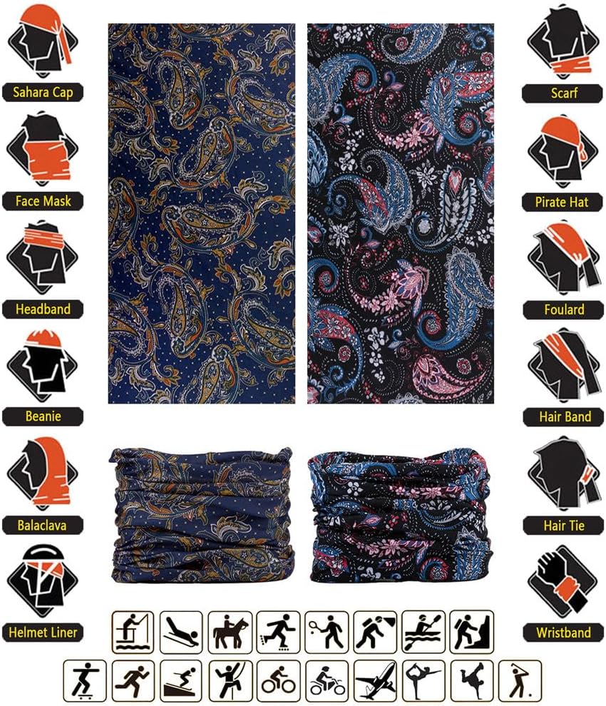 Headband Neck Gaiter Head Wrap Headwear Face Mask Magic Scarf Bandana for Men and Women