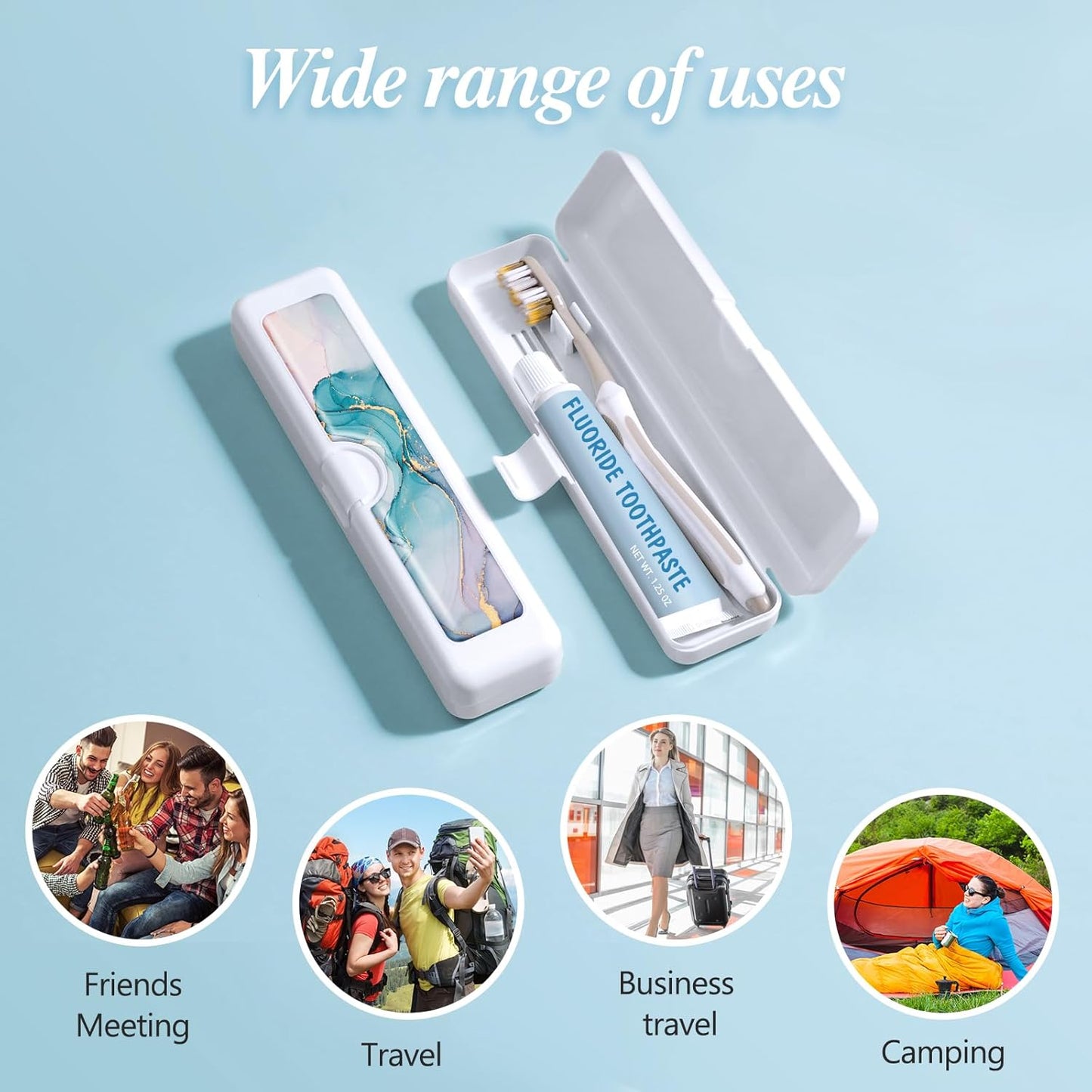 Toothbrush Travel Case - Colorful Pattern, Holder and Covers for Toothbrushes, Includes Tongue Scraper Case