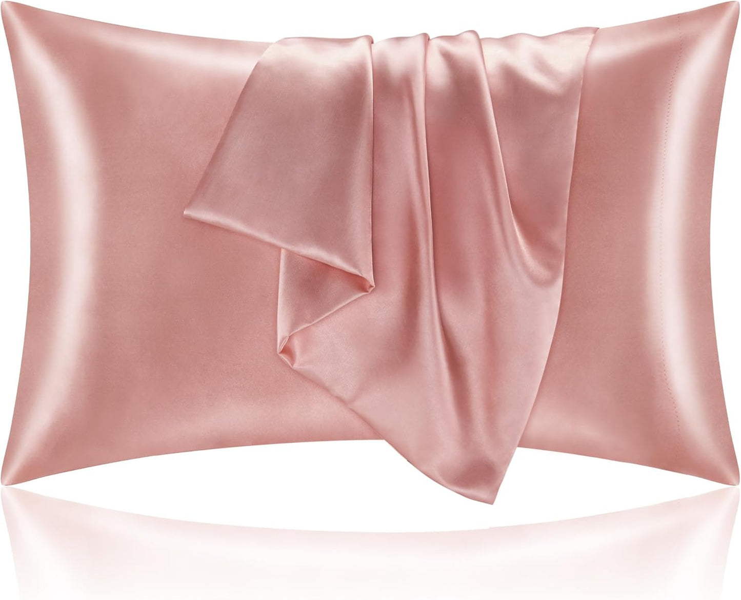 BEDELITE Satin Pillowcase for Hair and Skin, Super Soft and Cooling Similar to Silk Pillow Cases 2 Pack with Envelope Closure, Gift for Women Men(20"x36" King Size, Rose Pink)